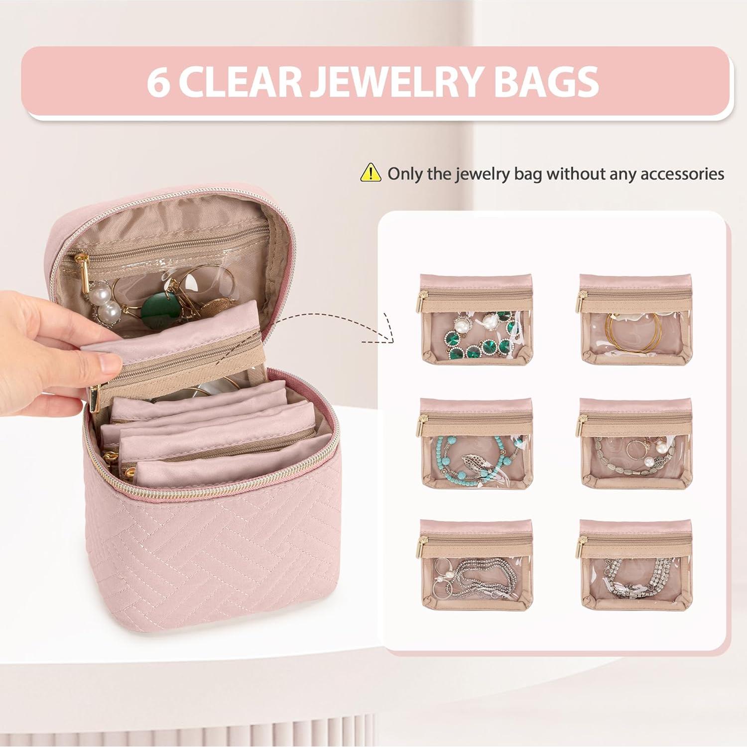 Organizador de Joyería Teamoy Rosa Acolchada con 6 Bolsas