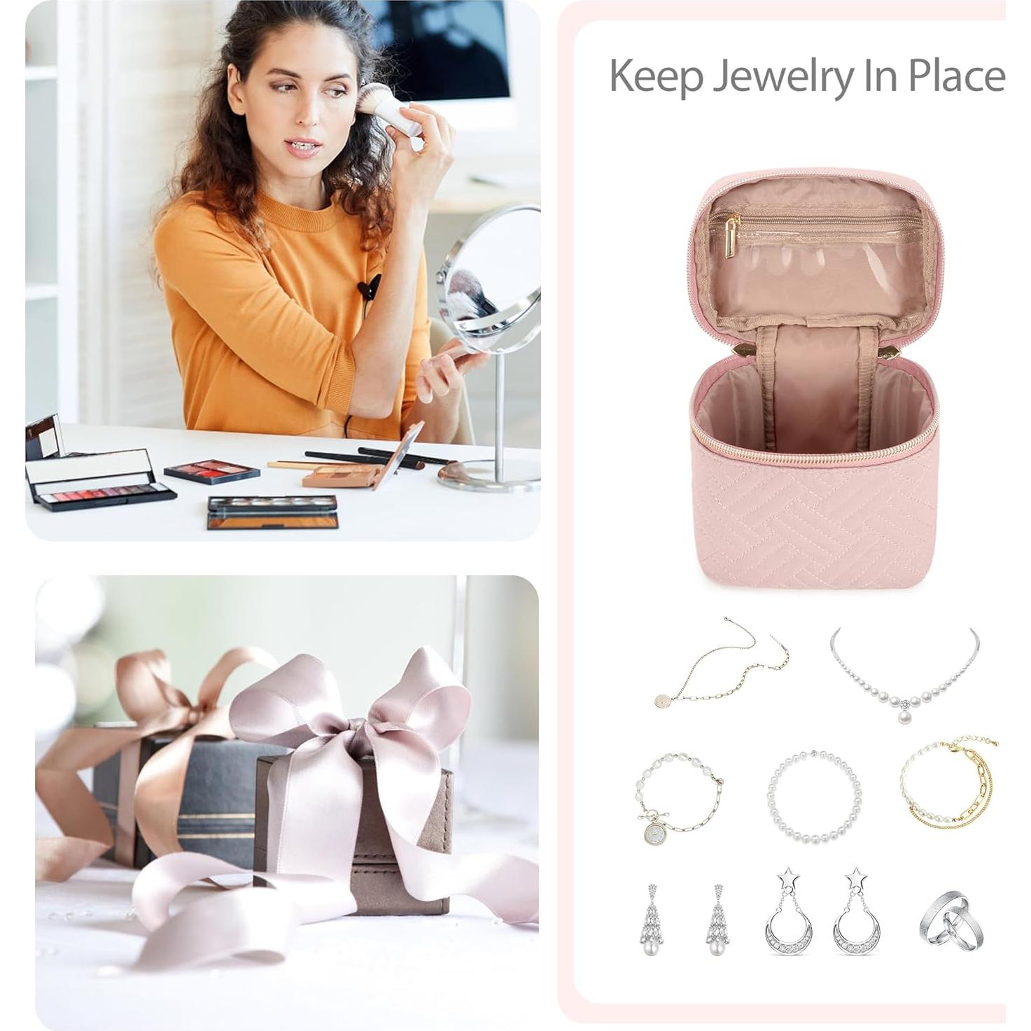 Organizador de Joyería Teamoy Rosa Acolchada con 6 Bolsas