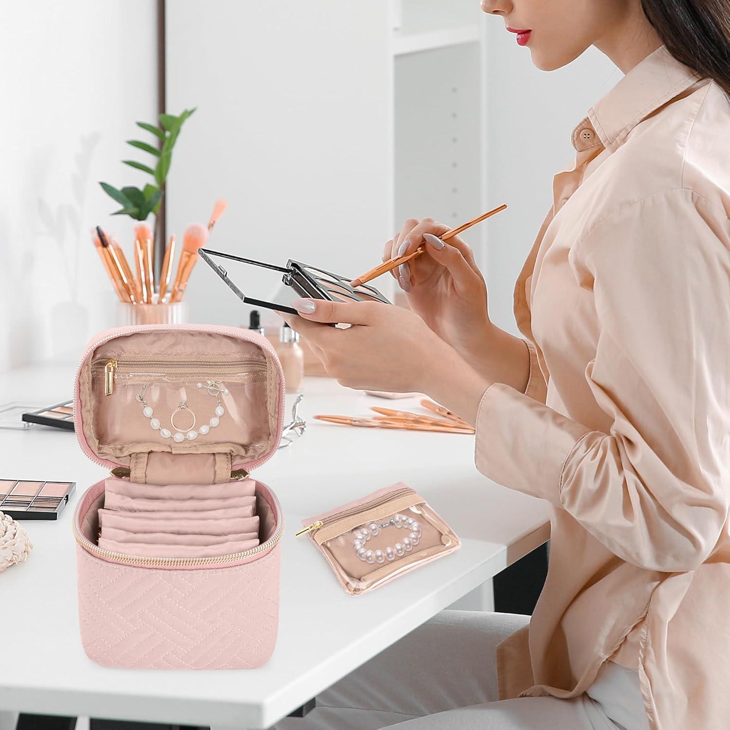 Organizador de Joyería Teamoy Rosa Acolchada con 6 Bolsas