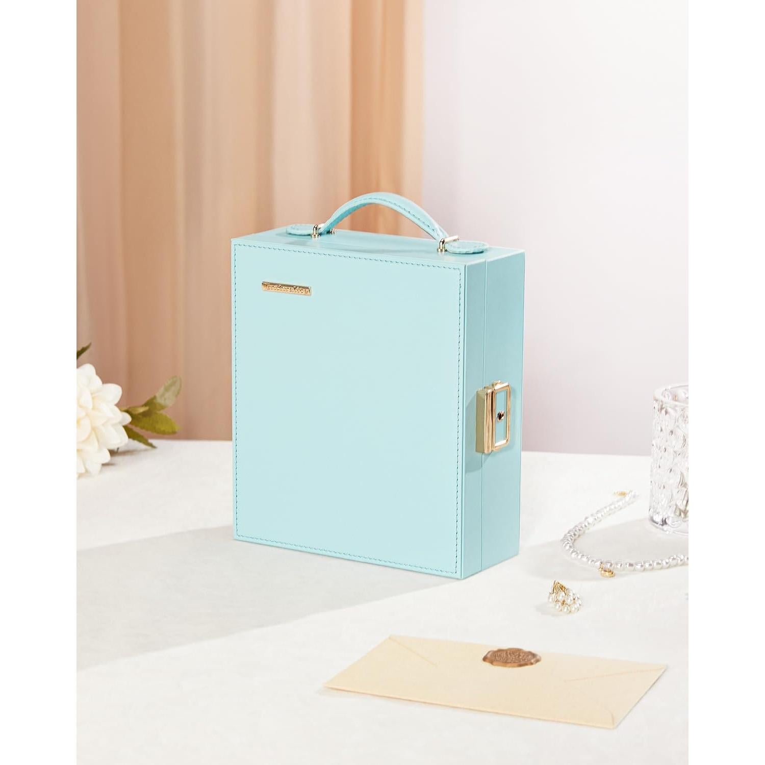 Estuche de Joyería de Viaje Enthralite Azul con Espejo