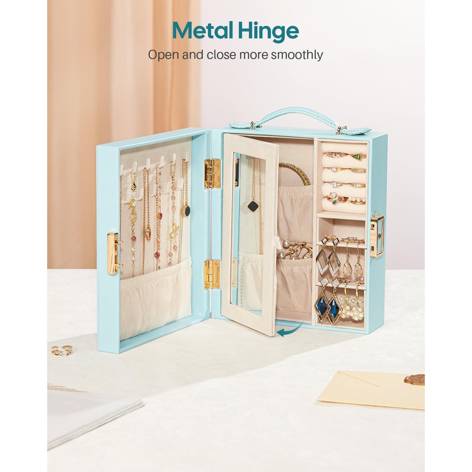 Estuche de Joyería de Viaje Enthralite Azul con Espejo