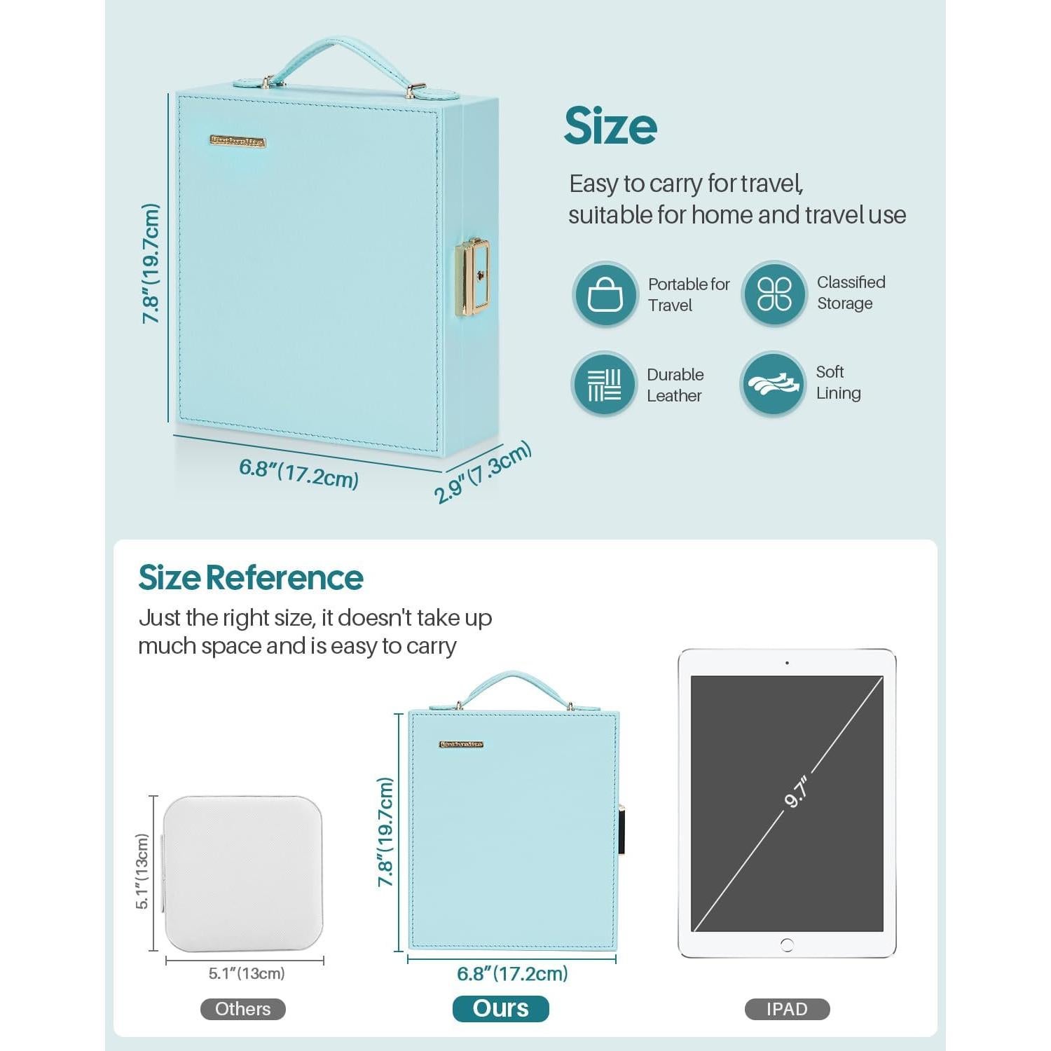 Estuche de Joyería de Viaje Enthralite Azul con Espejo