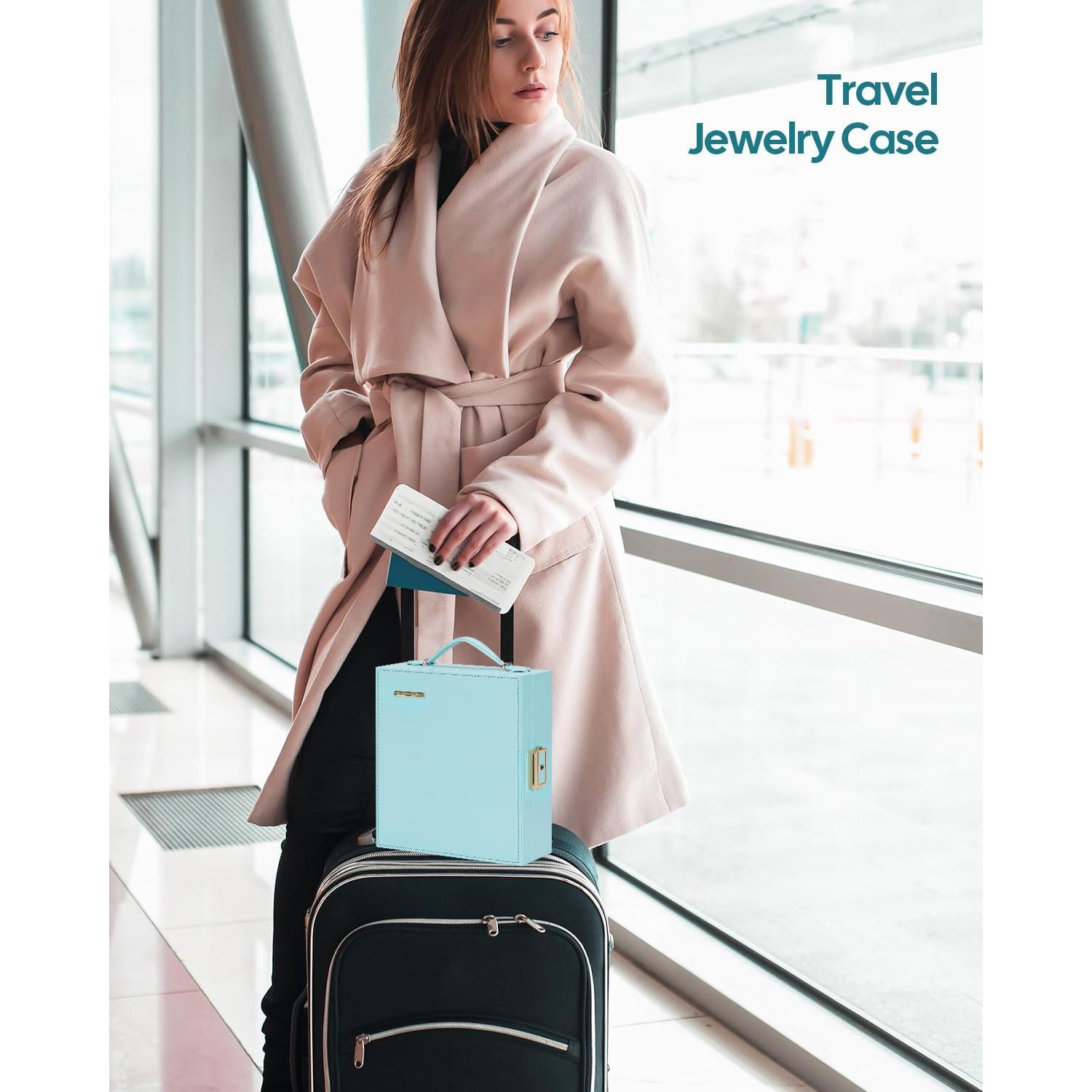 Estuche de Joyería de Viaje Enthralite Azul con Espejo