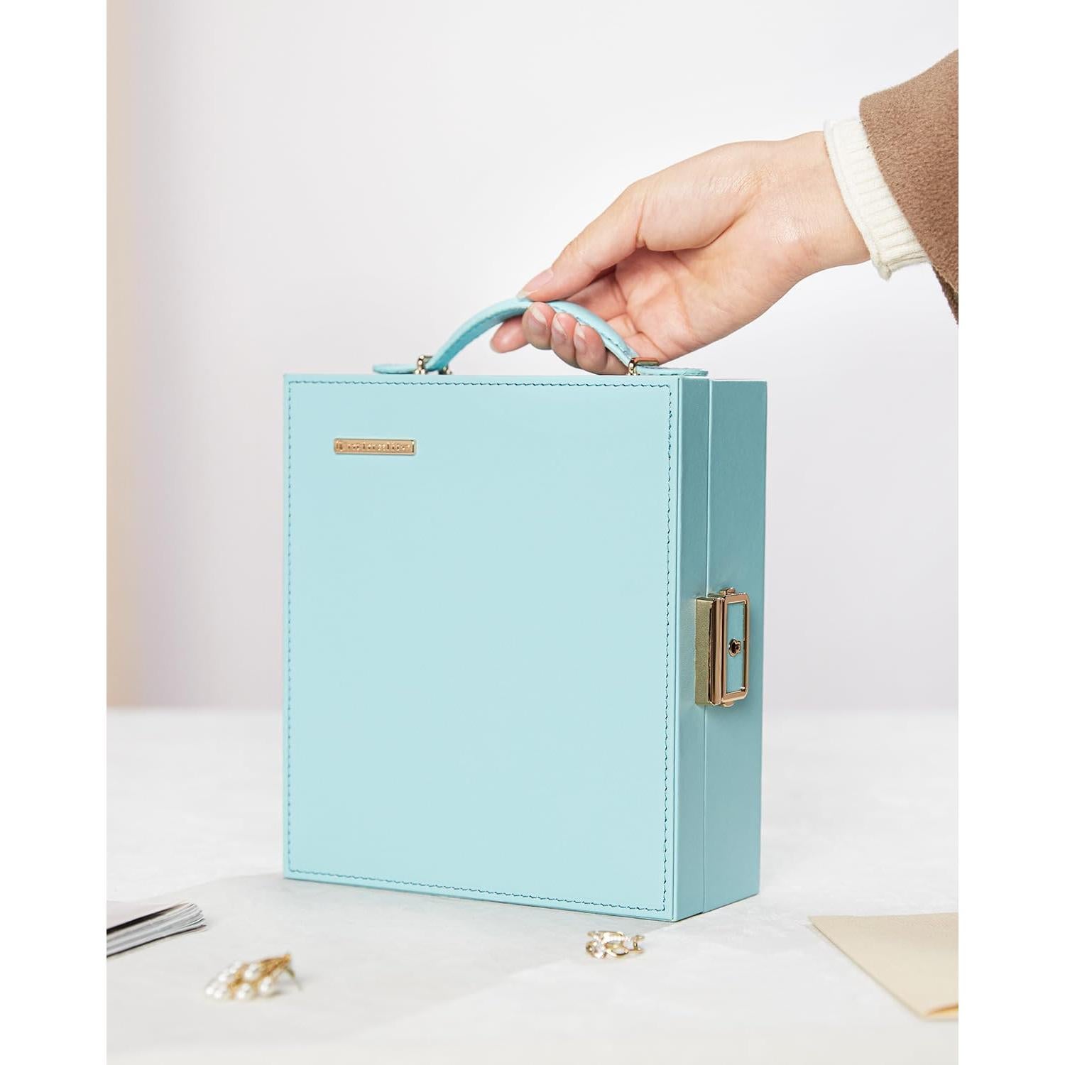 Estuche de Joyería de Viaje Enthralite Azul con Espejo