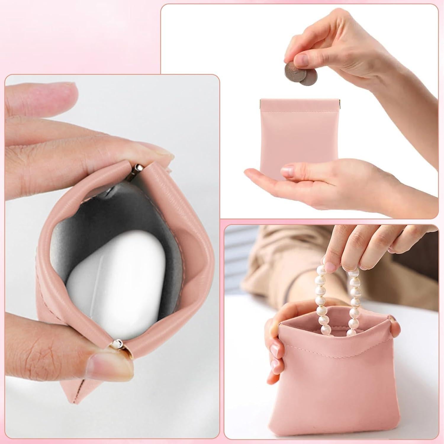 Estuche de Maquillaje Rosa 4 Pcs Portátil para Mujeres