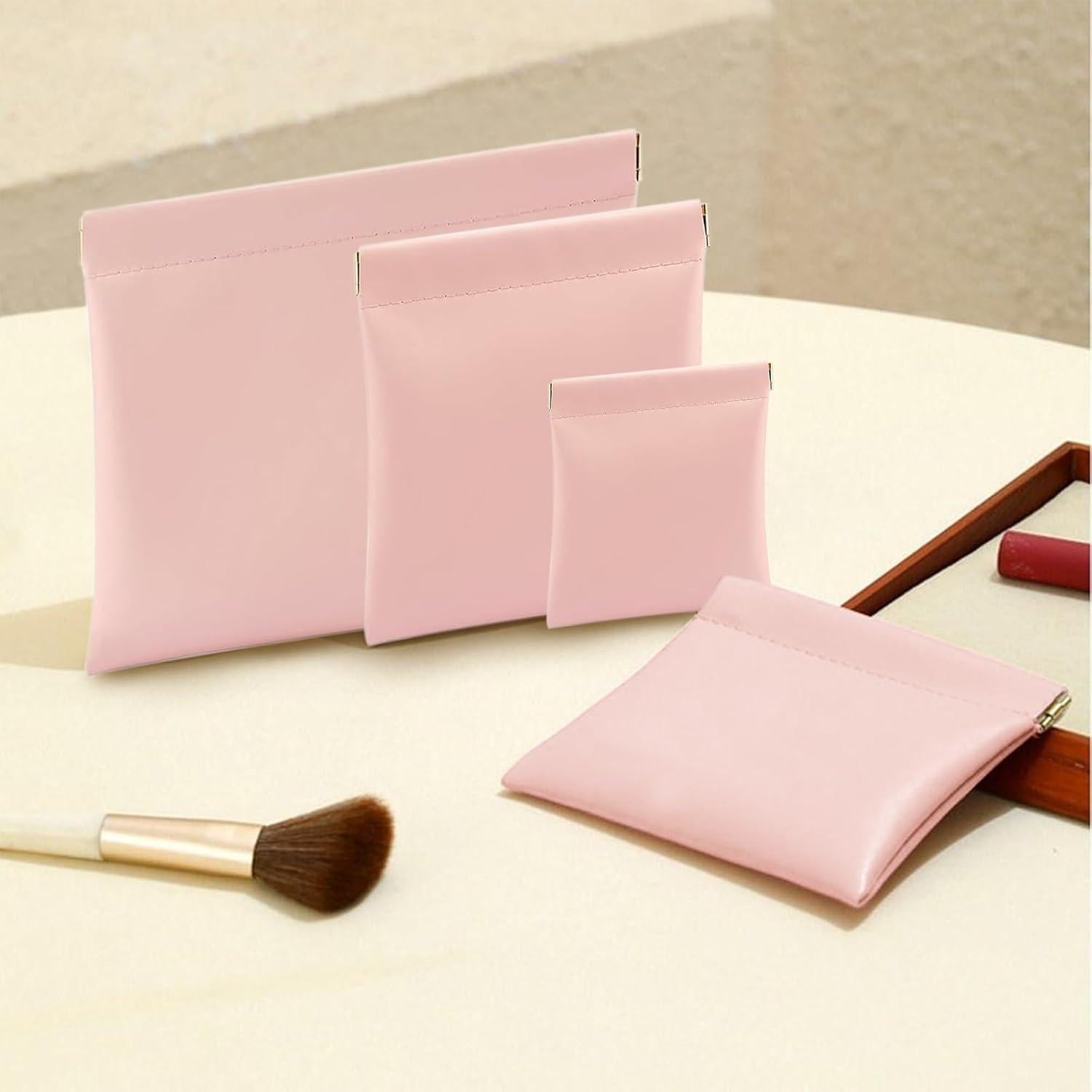 Estuche de Maquillaje Rosa 4 Pcs Portátil para Mujeres