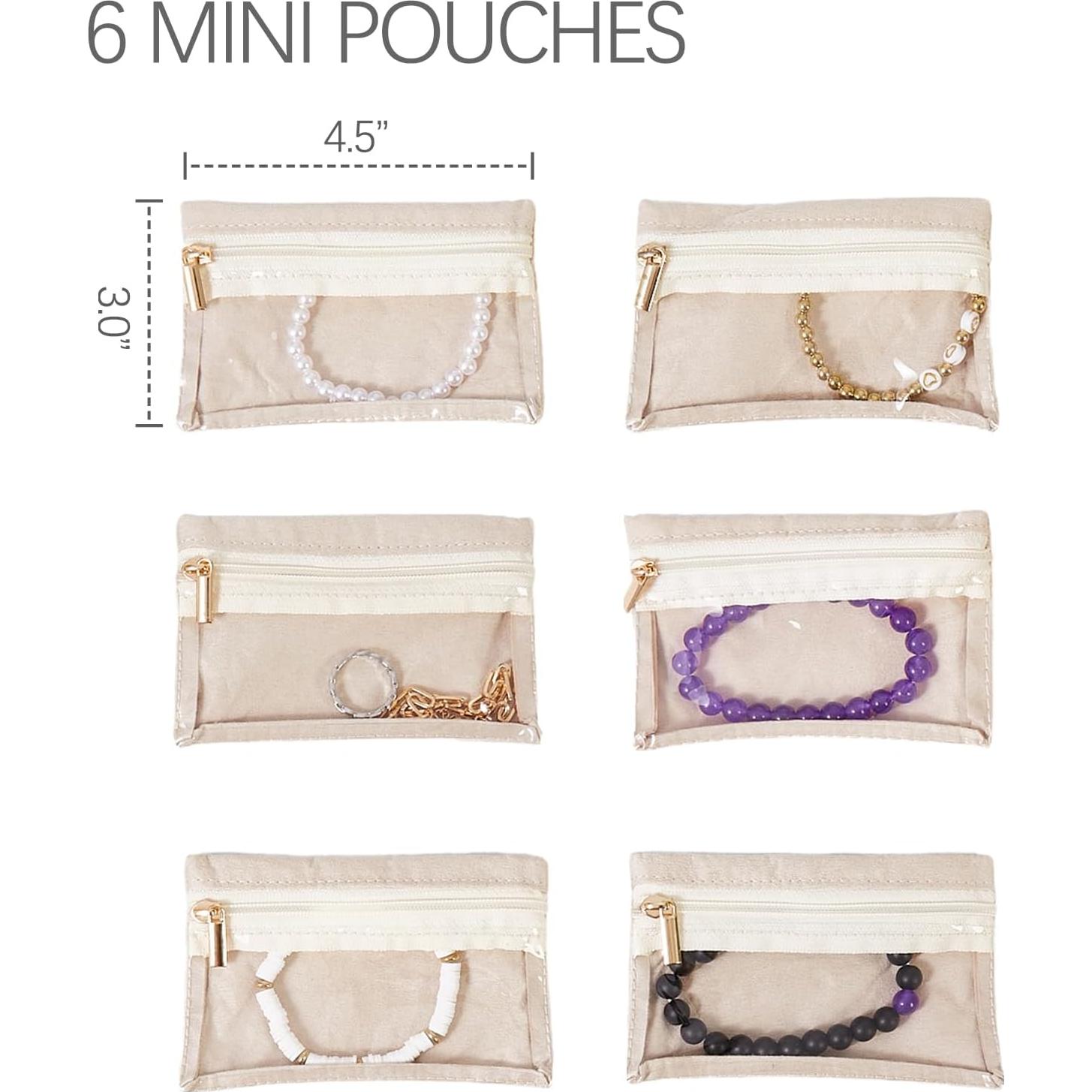 Bolsas de Joyería de Viaje Yaqulen 6 Pcs Beige Organizador