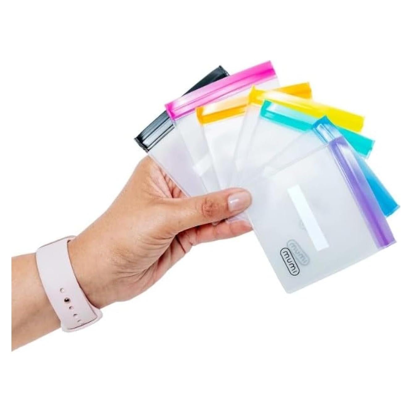 Conjunto de 7 Bolsas Reutilizables MUMI Transparentes 7.62x7.62cm