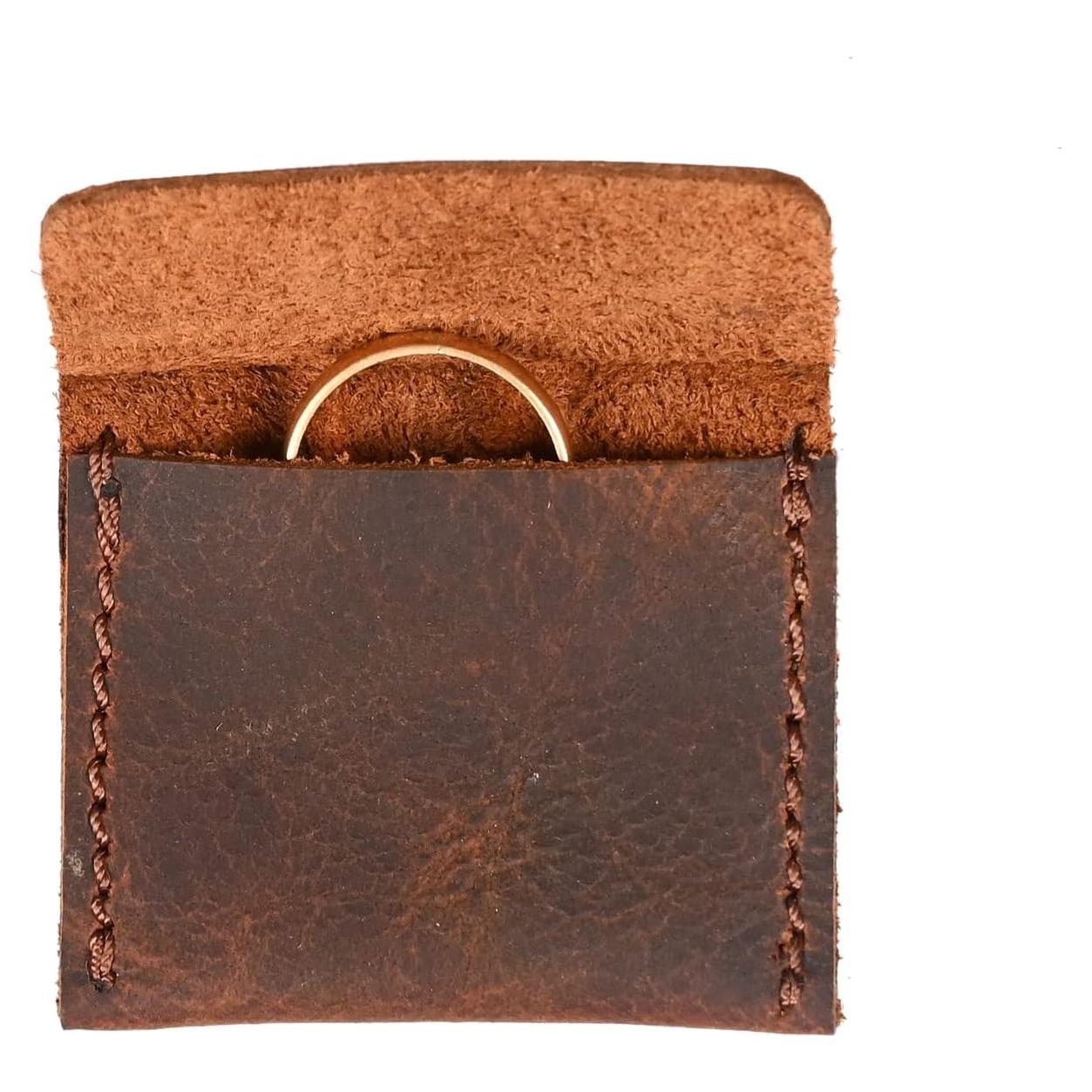 Estuche de Anillo de Boda CestAntiQ Cuero Marrón Hecho a Mano