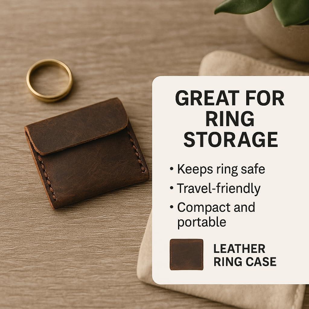 Estuche de Anillo de Boda CestAntiQ Cuero Marrón Hecho a Mano