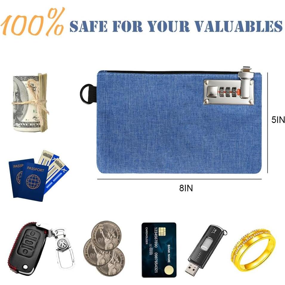 Bolsa de Dinero Bloqueable GEEDUD 12.7x20.3 cm Nylon Azul