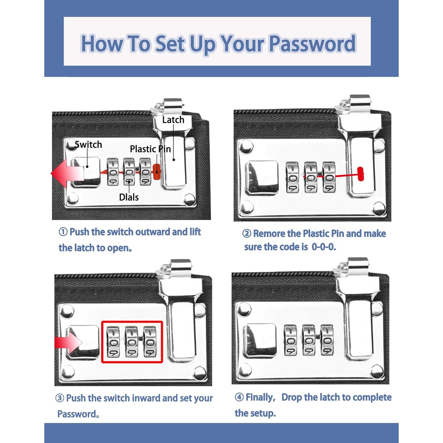 Bolsa de Dinero Bloqueable GEEDUD 12.7x20.3 cm Nylon Azul
