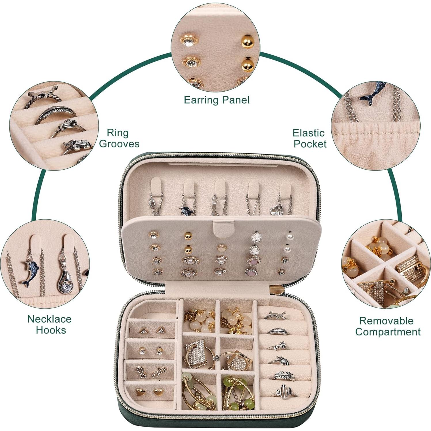 Caja de Joyería de Viaje Dajasan Terciopelo Verde Esmeralda