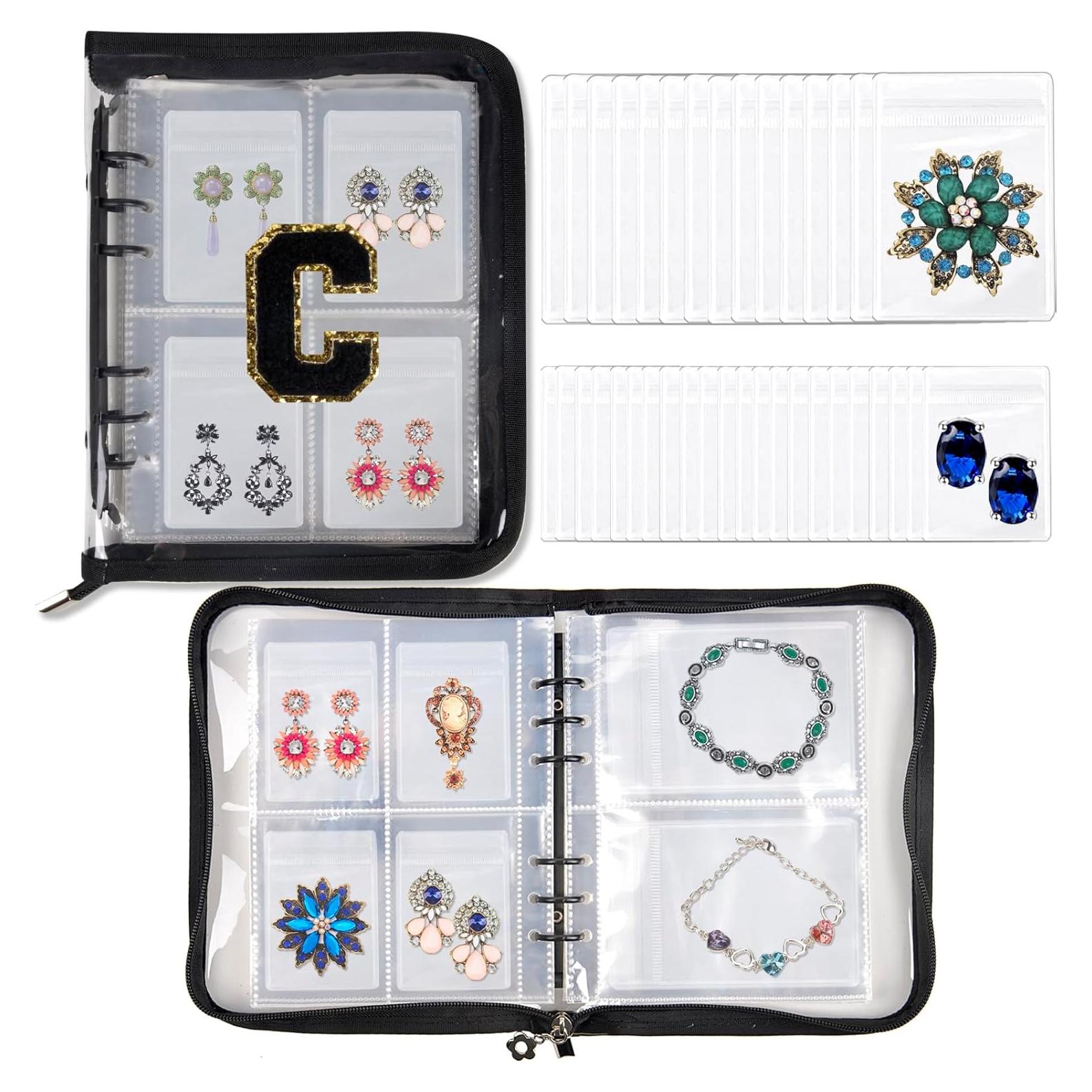 Estuche de Joyería de Viaje ChezMax Negro C 128 Compartimentos