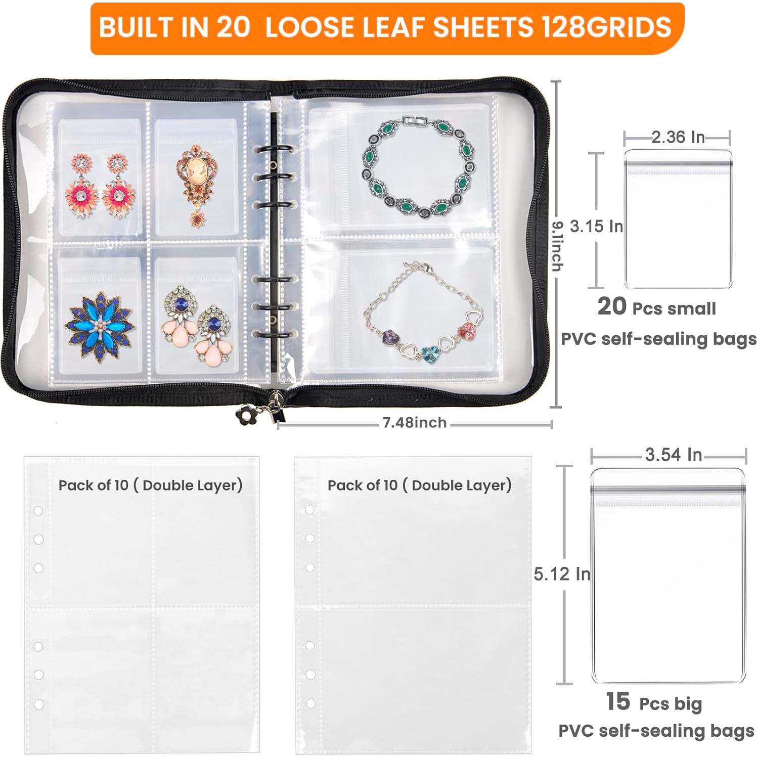 Estuche de Joyería de Viaje ChezMax Negro C 128 Compartimentos