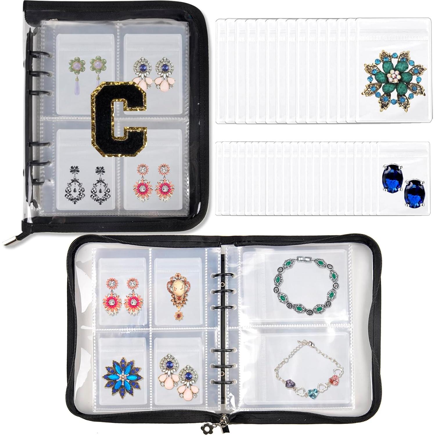 Estuche de Joyería de Viaje ChezMax Negro C 128 Compartimentos