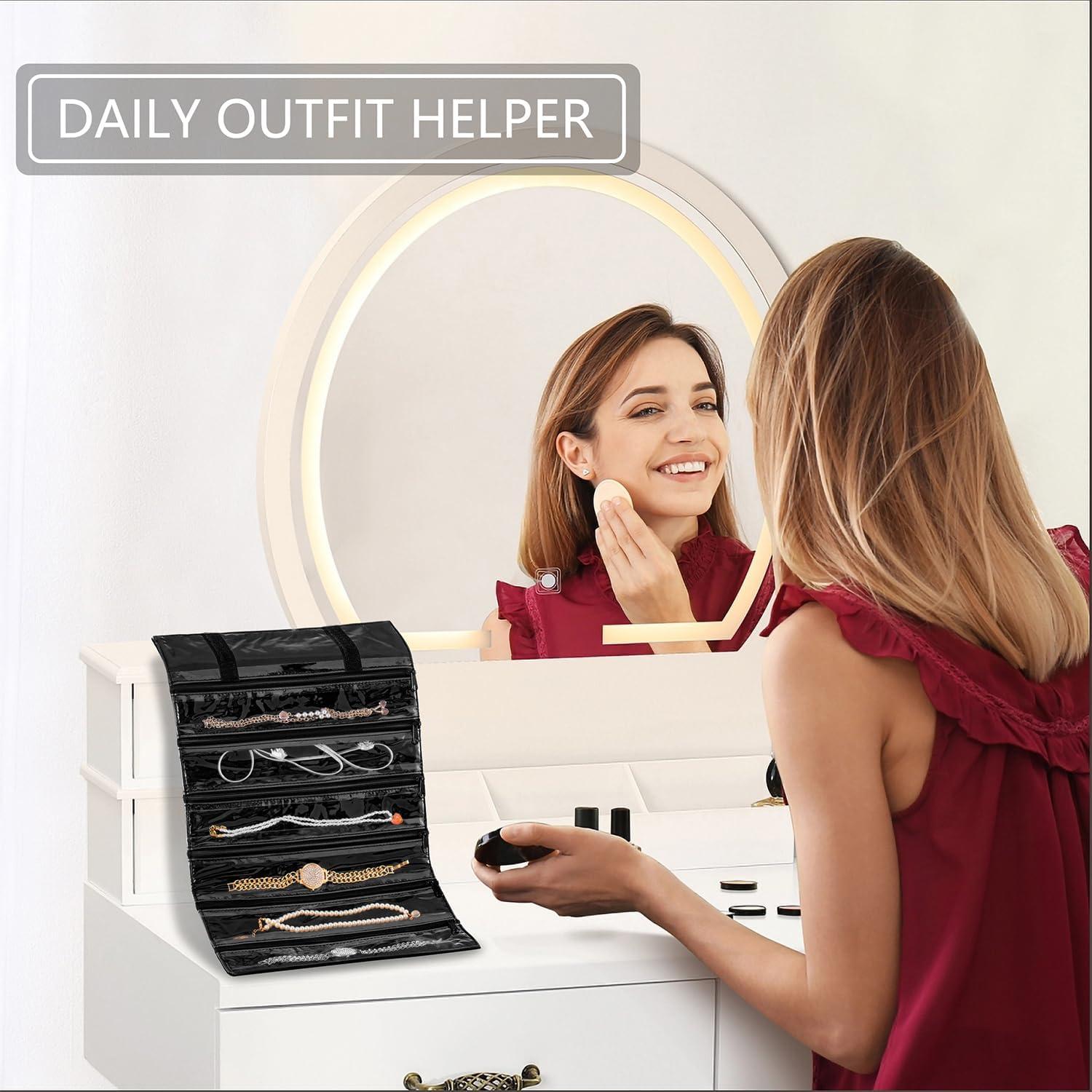 Organizador de Joyería de Viaje TEMUORG Plegable 6 Bolsillos