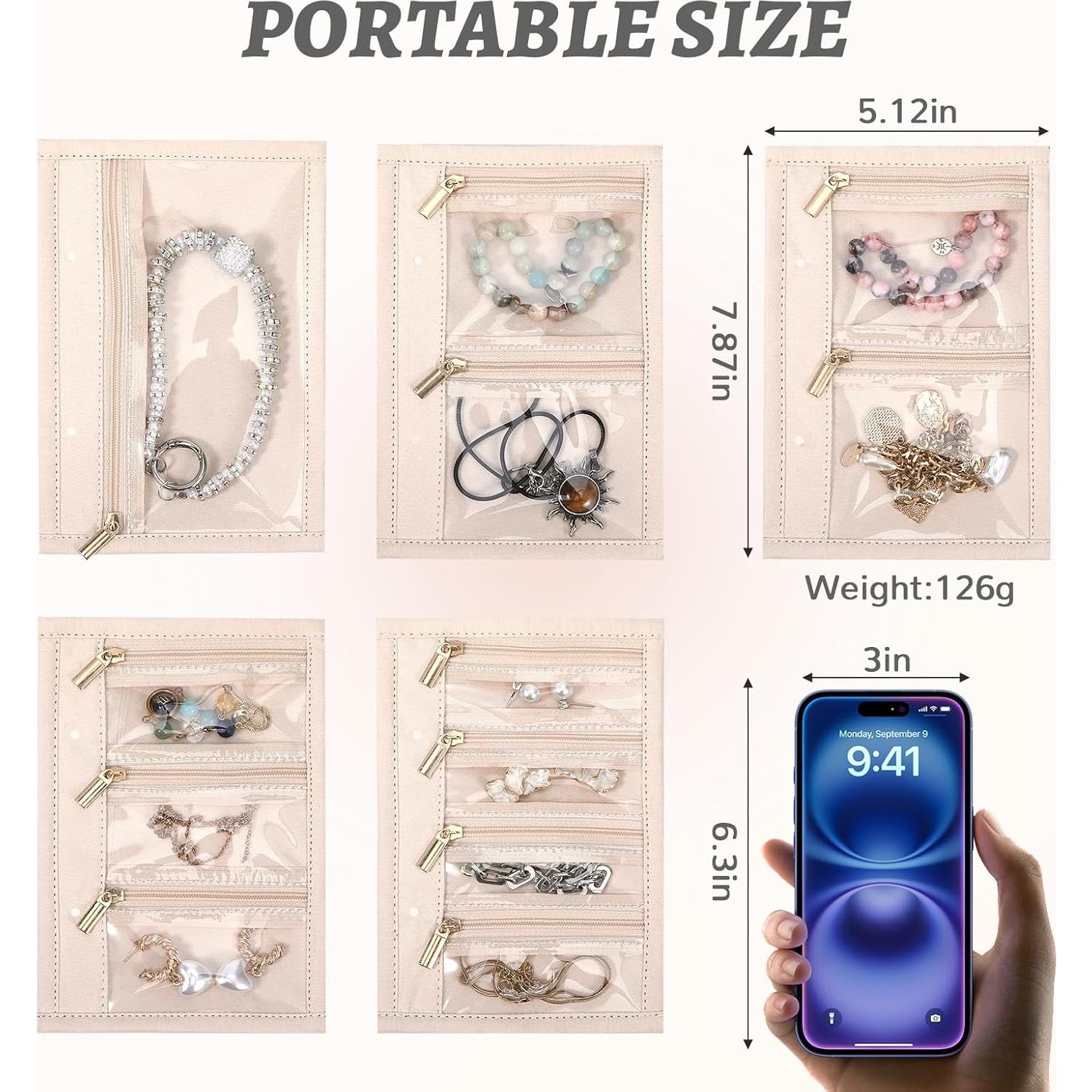 Organizador de Joyería de Viaje Mowouhn 5 Piezas Terciopelo