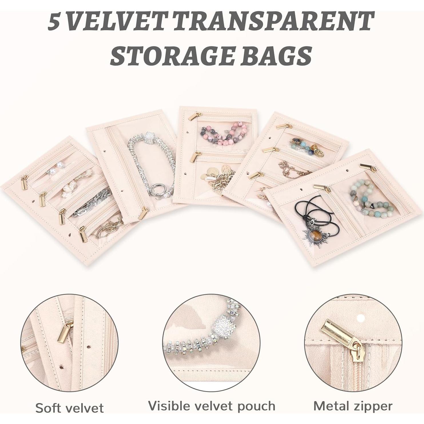 Organizador de Joyería de Viaje Mowouhn 5 Piezas Terciopelo