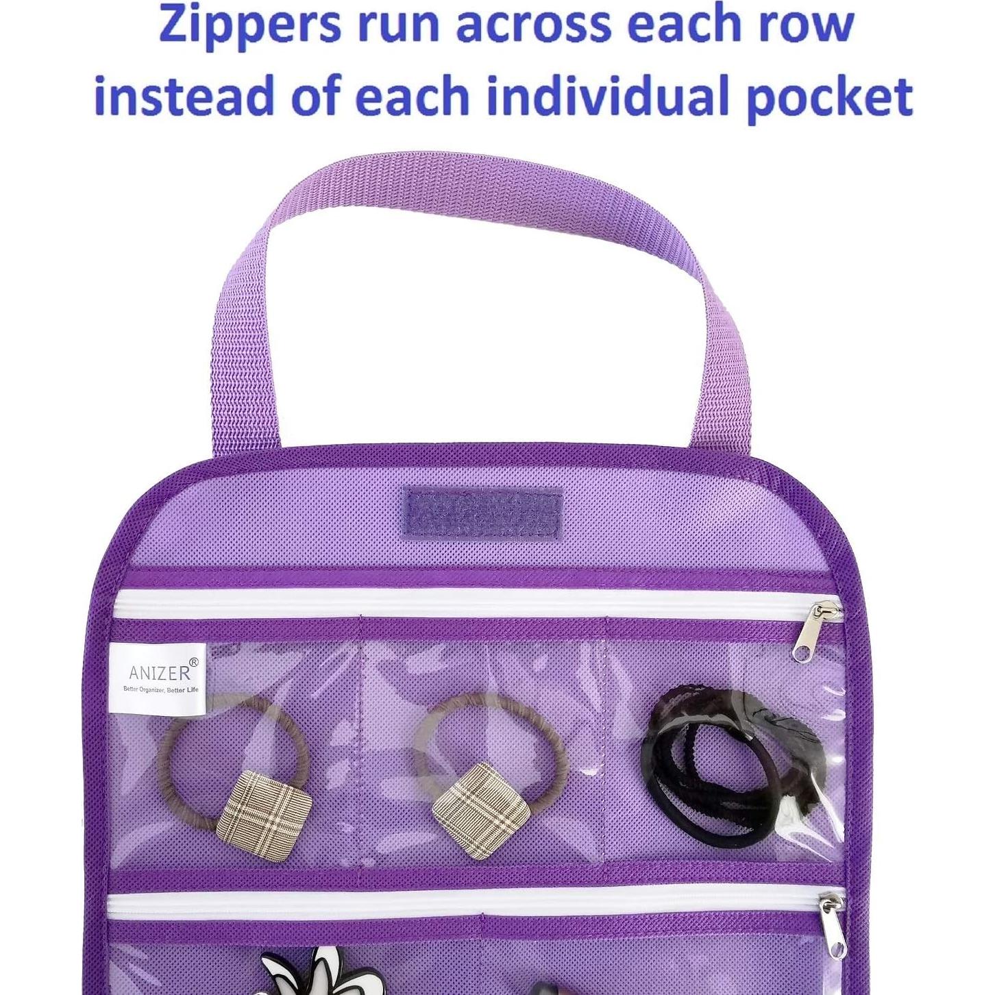 Bolsa de Almacenamiento de Joyas ANIZER Púrpura 8 Bolsillos