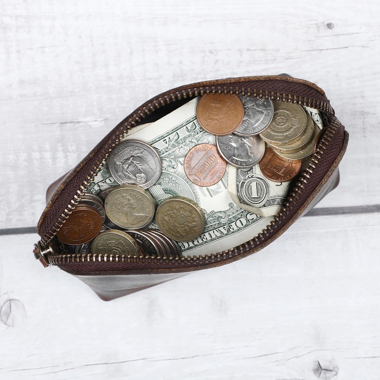 Neceser de Cosméticos de Cuero Marrón Unisex - 12.7x10.2cm