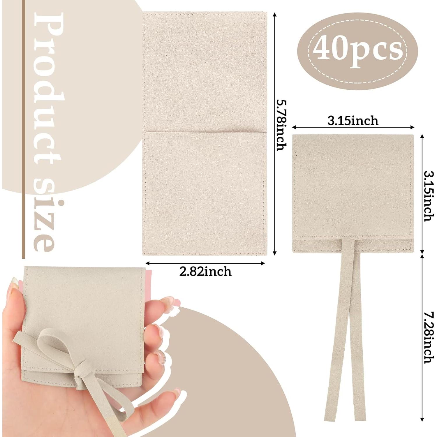 Bolsa de Microfibra para Joyería Lothee 40 Pcs 8x8 cm Beige