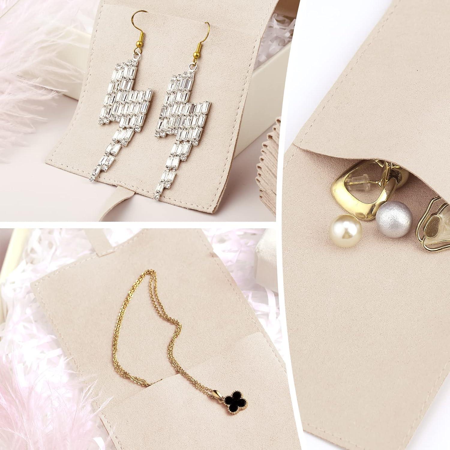 Bolsa de Microfibra para Joyería Lothee 40 Pcs 8x8 cm Beige