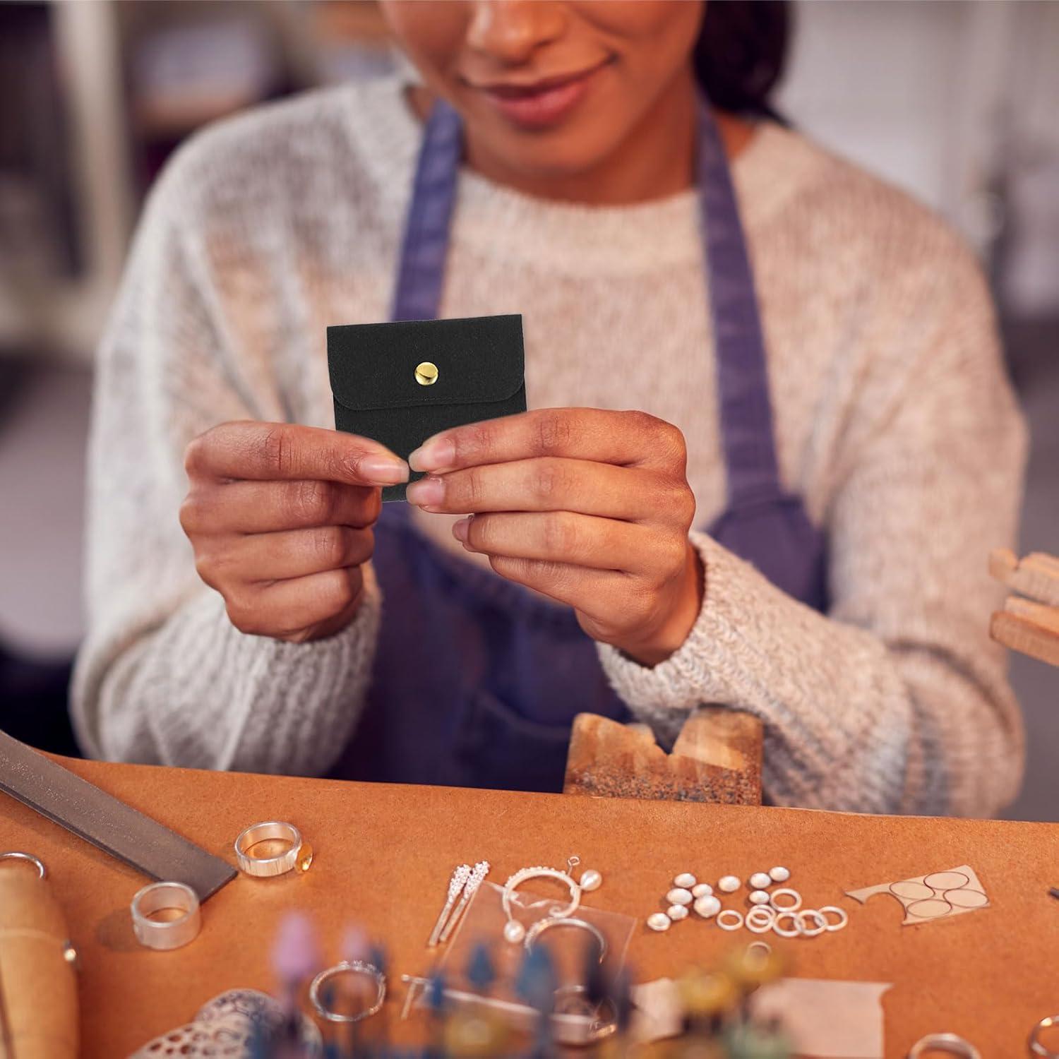 Bolsas de Joyas de Terciopelo uxcell 5 Pcs 8x8cm con Botón