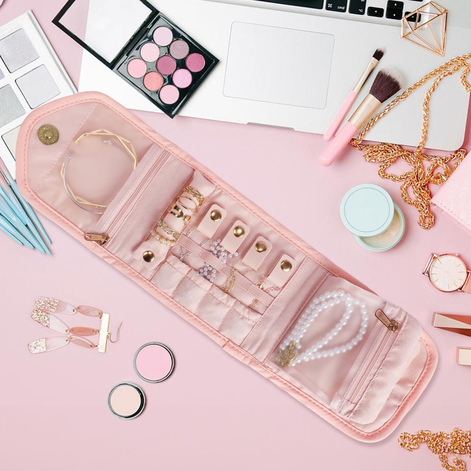 Estuche de Joyería Emissary Rosa Organizador de Viaje 15x12cm