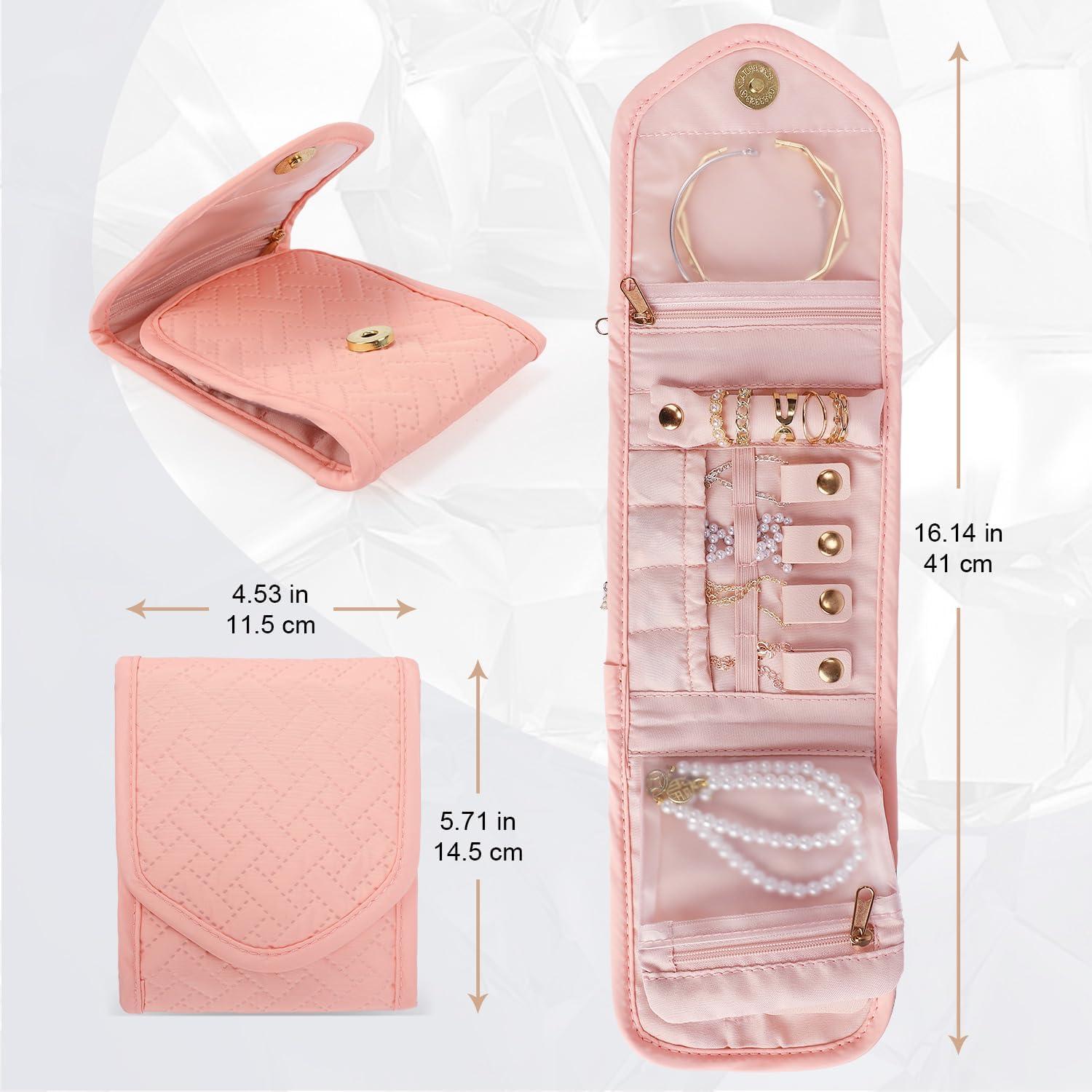 Estuche de Joyería Emissary Rosa Organizador de Viaje 15x12cm