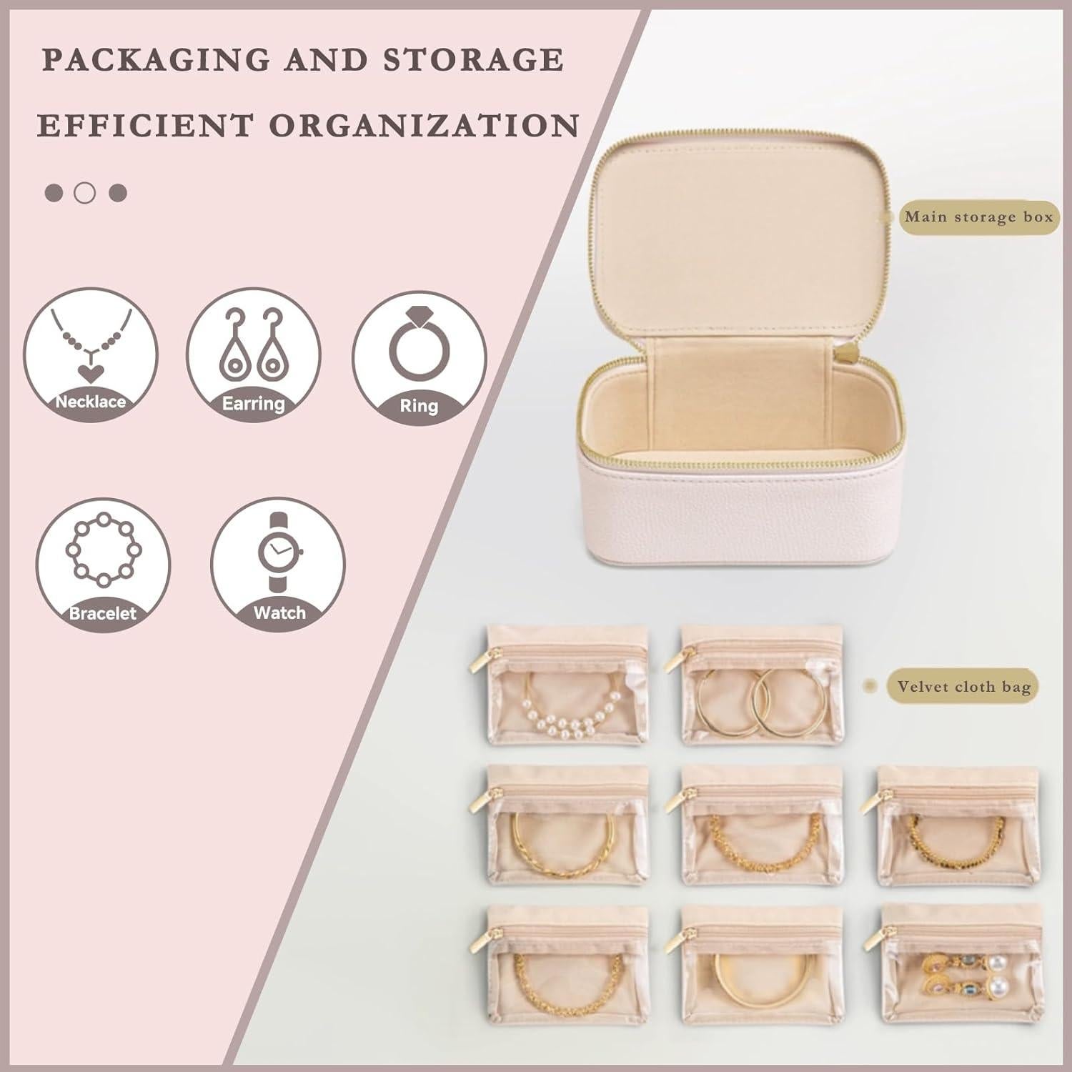 Organizador de Joyería de Viaje Jeonnfp con 8 Bolsas Terciopelo