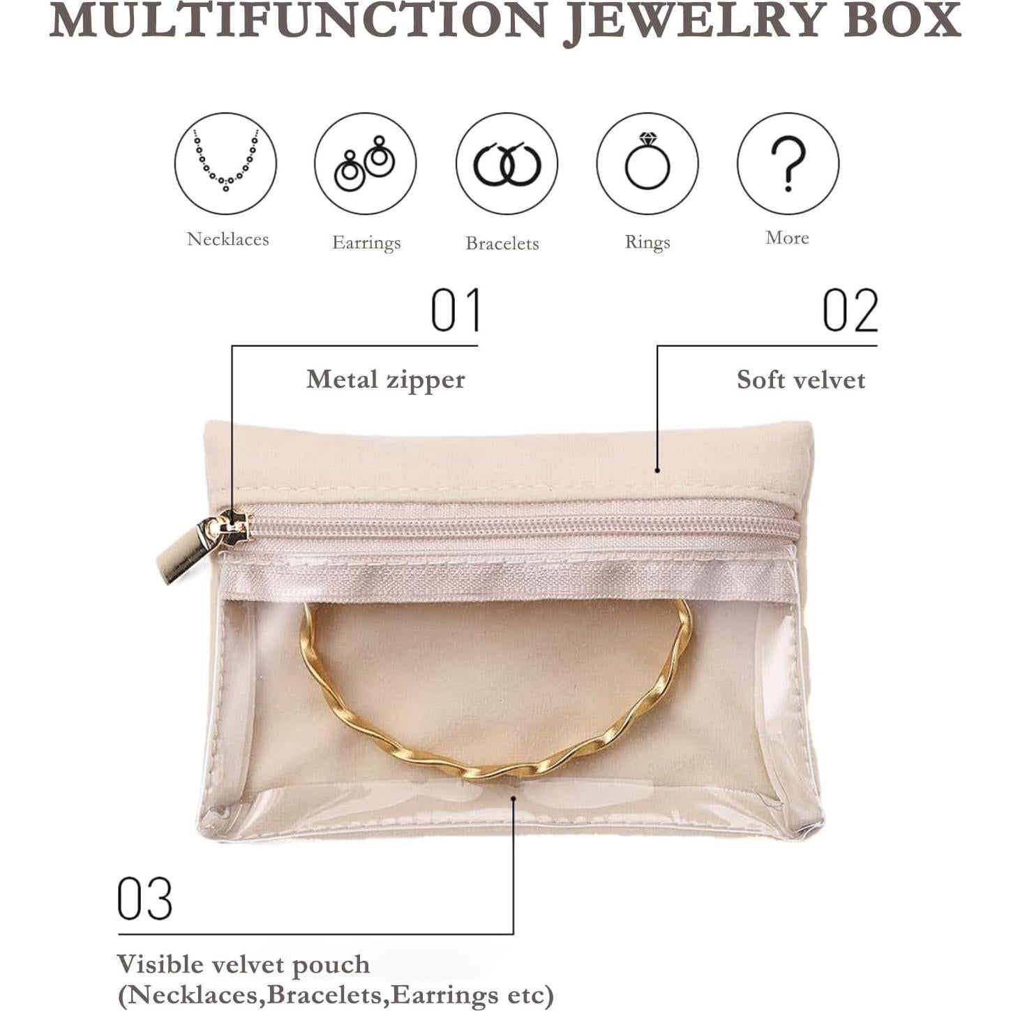 Organizador de Joyería de Viaje Jeonnfp con 8 Bolsas Terciopelo