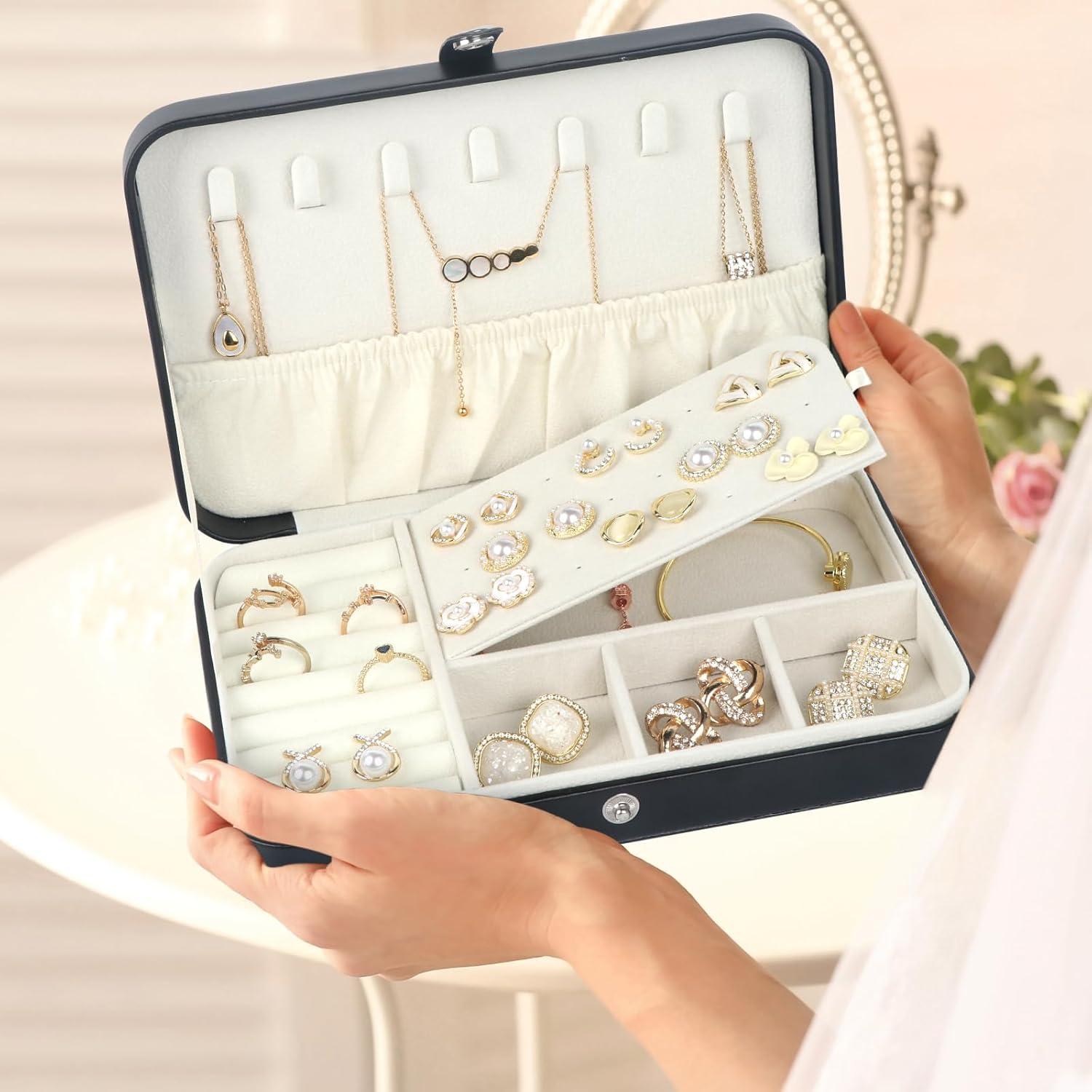 Estuche de Joyería de Viaje Hatori Negro PU para Mujeres