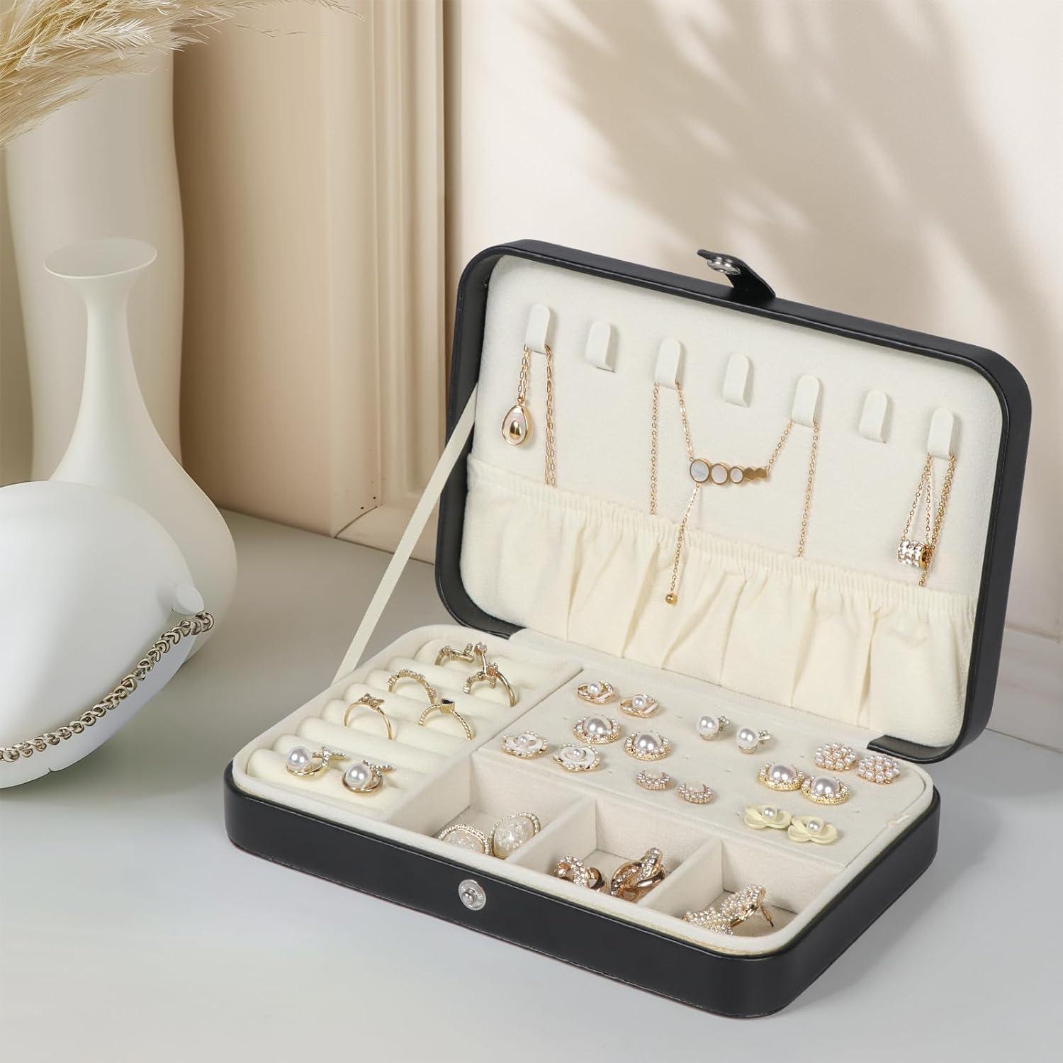 Estuche de Joyería de Viaje Hatori Negro PU para Mujeres