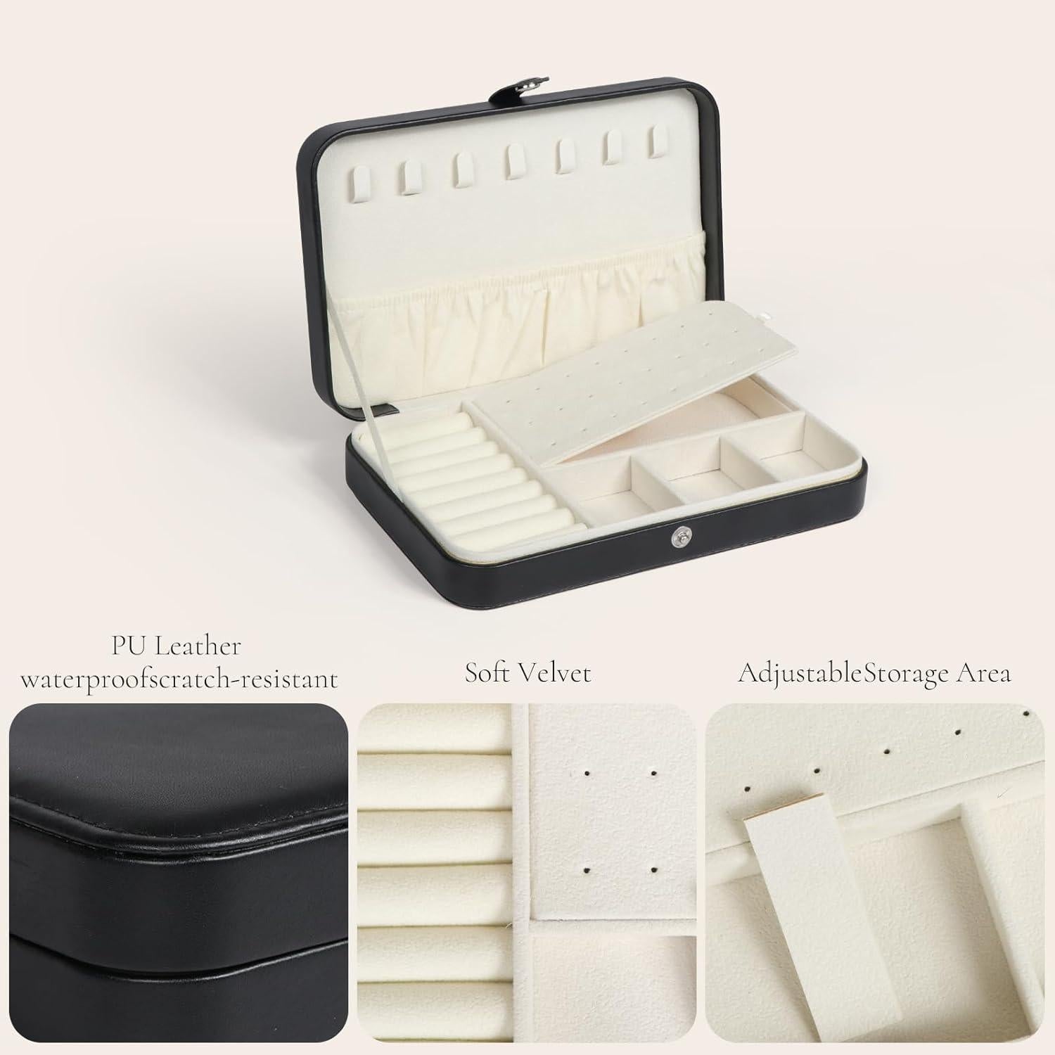 Estuche de Joyería de Viaje Hatori Negro PU para Mujeres