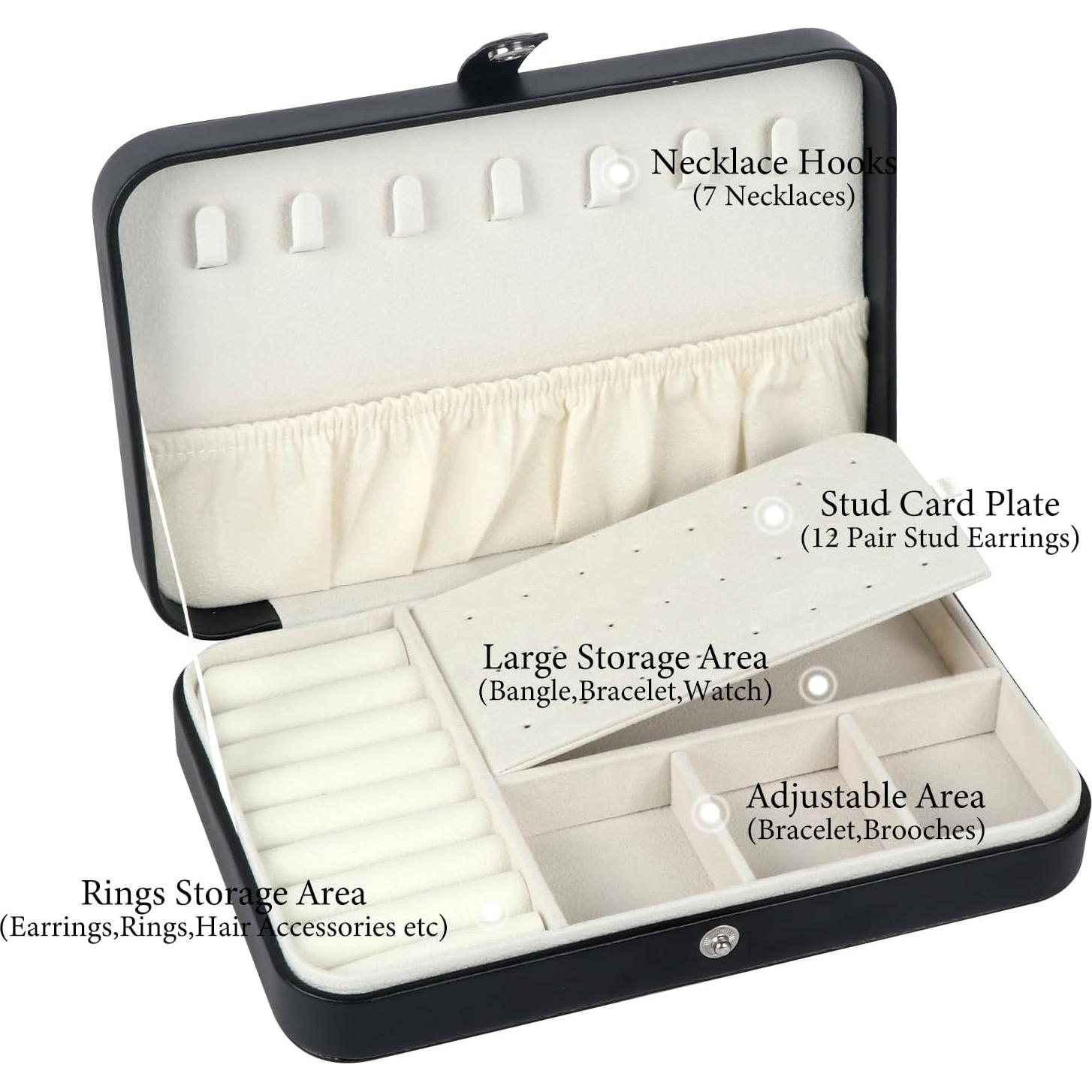 Estuche de Joyería de Viaje Hatori Negro PU para Mujeres