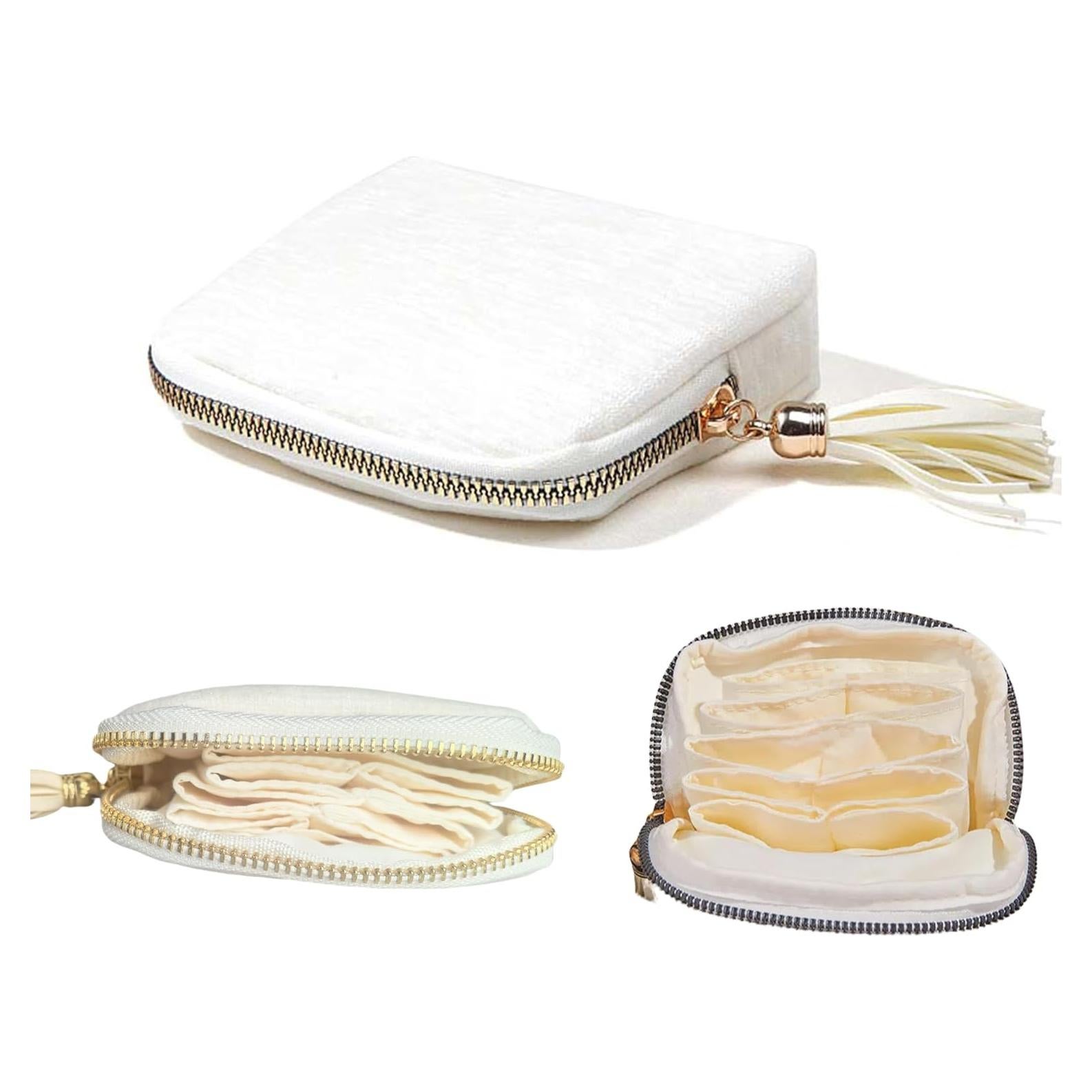 Estuche de Joyería de Viaje Podafu Blanco Marfil Compacto