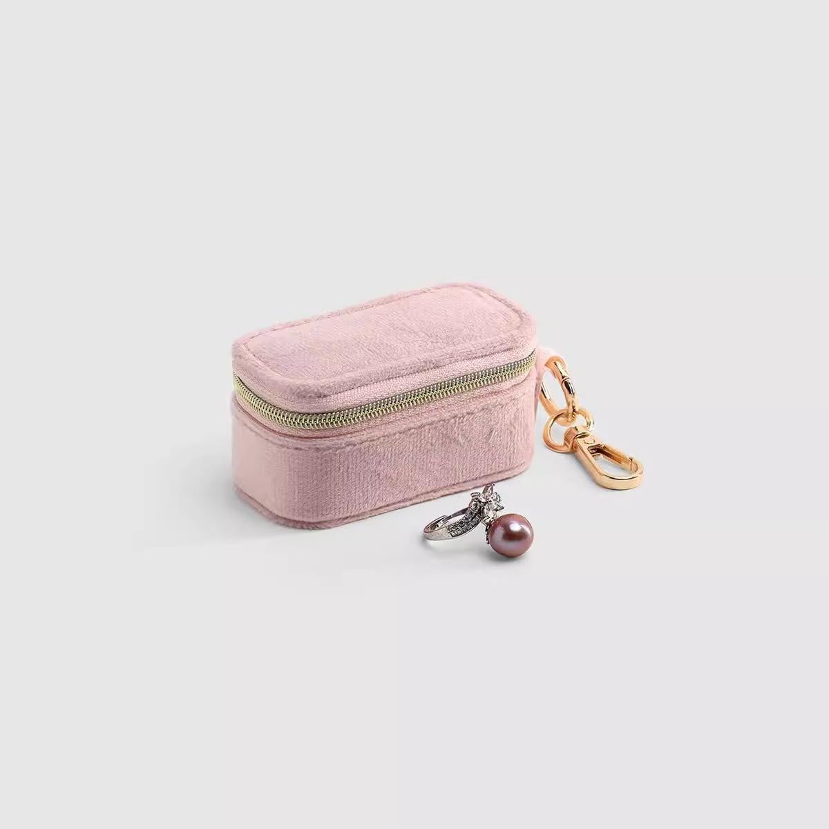 Estuche de Joyería de Viaje FCGOD Rosa Terciopelo 8x4 cm