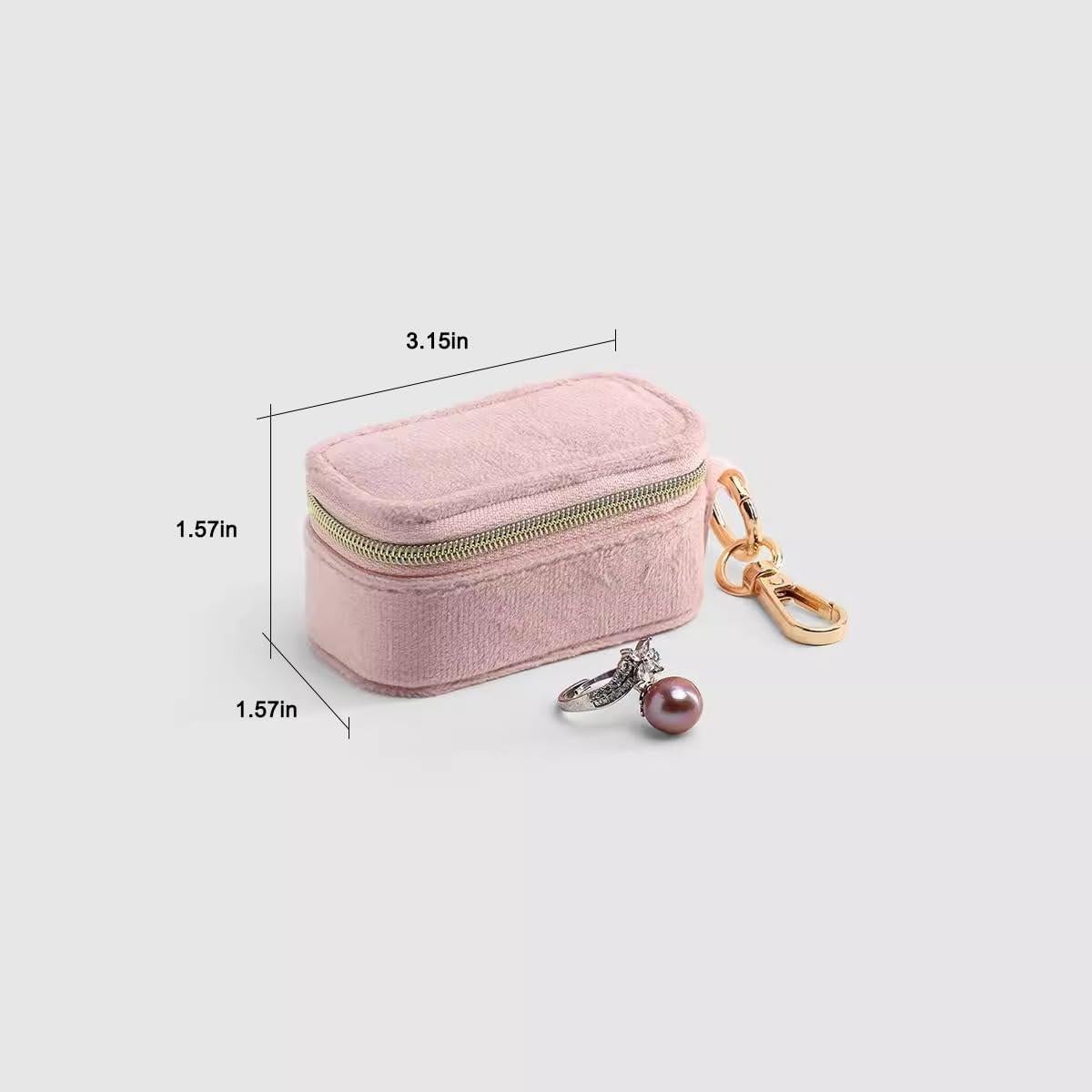 Estuche de Joyería de Viaje FCGOD Rosa Terciopelo 8x4 cm