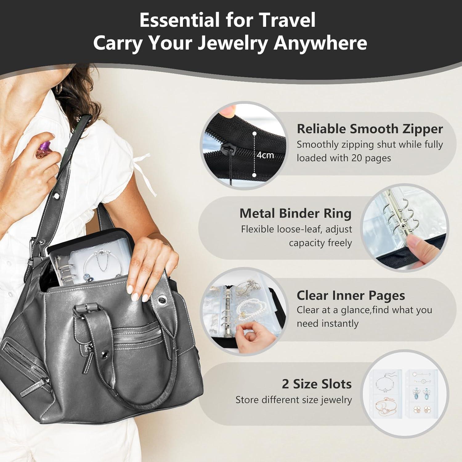 Organizador de Joyería de Viaje Frutain con 20 Bolsillos