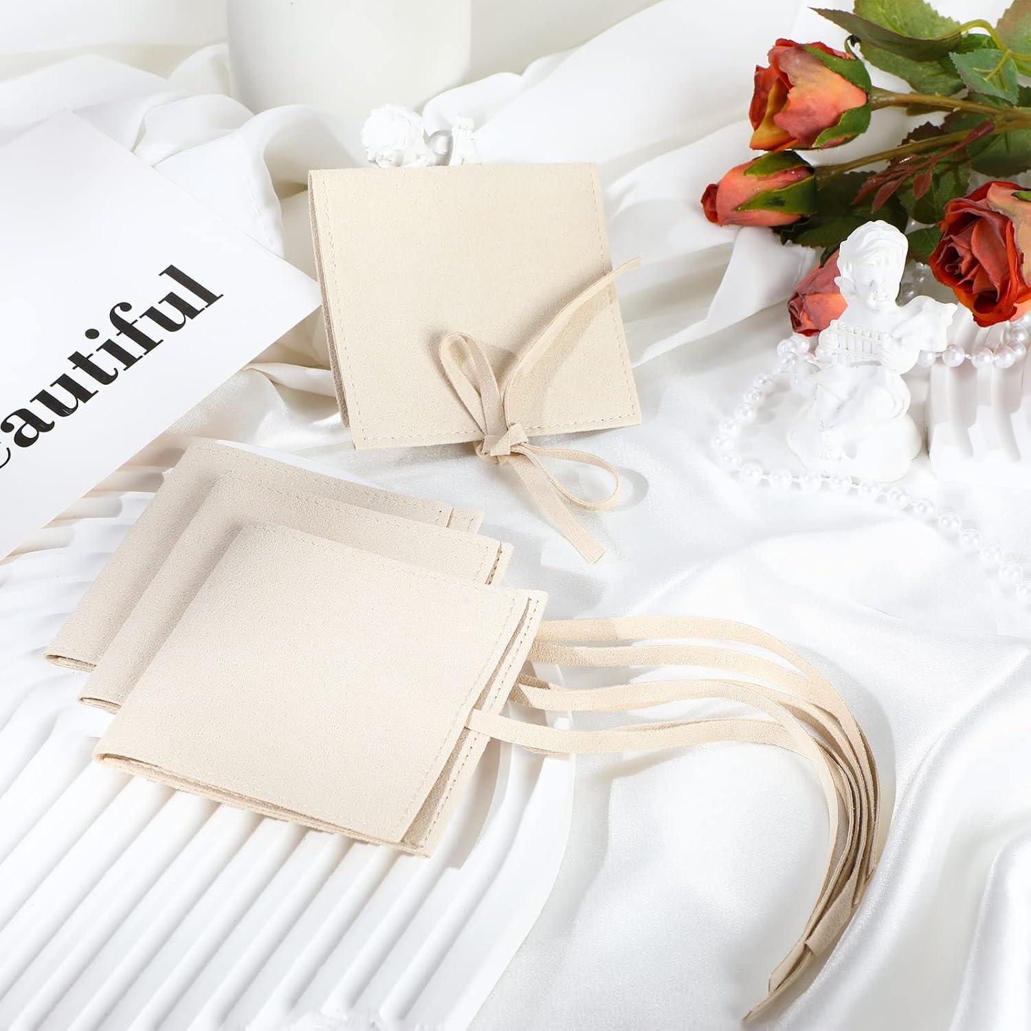 120 Bolsas de Microfibra para Joyería Cunno Beige 8x8 cm