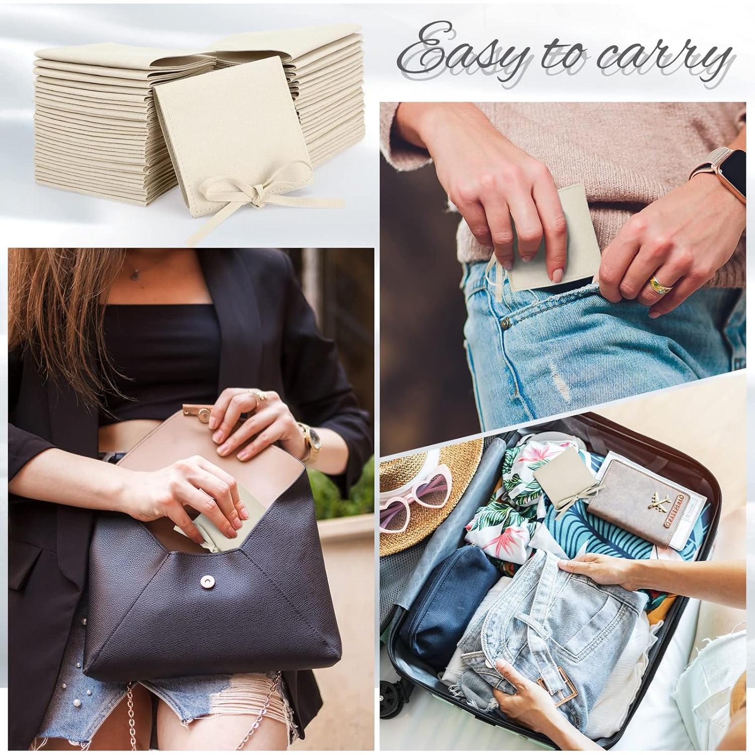 120 Bolsas de Microfibra para Joyería Cunno Beige 8x8 cm