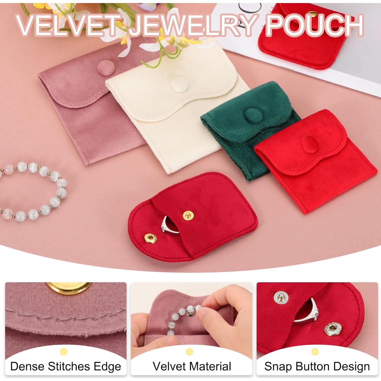 Bolsas de Joyas de Terciopelo PATIKIL 14x11 cm 6 Pcs Beige