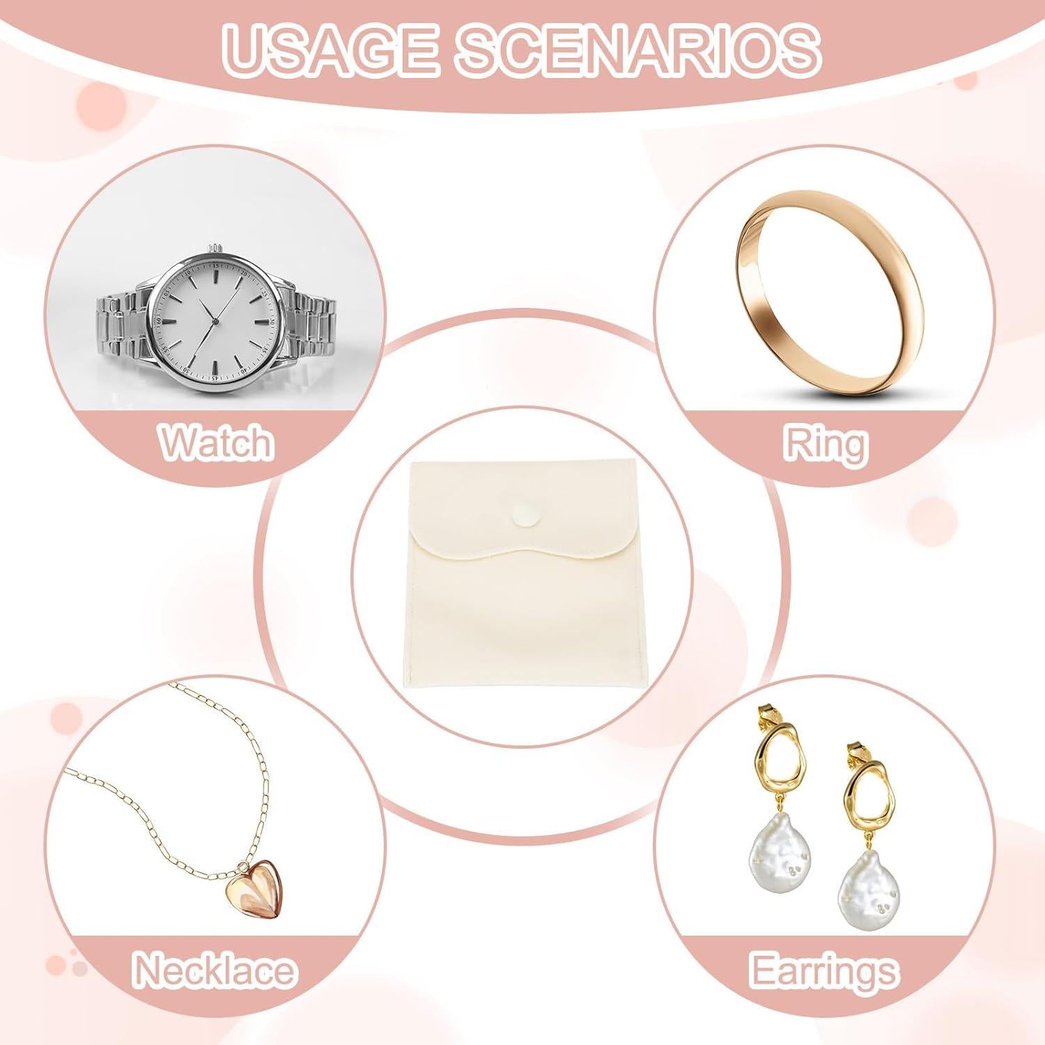 Bolsas de Joyas de Terciopelo PATIKIL 14x11 cm 6 Pcs Beige