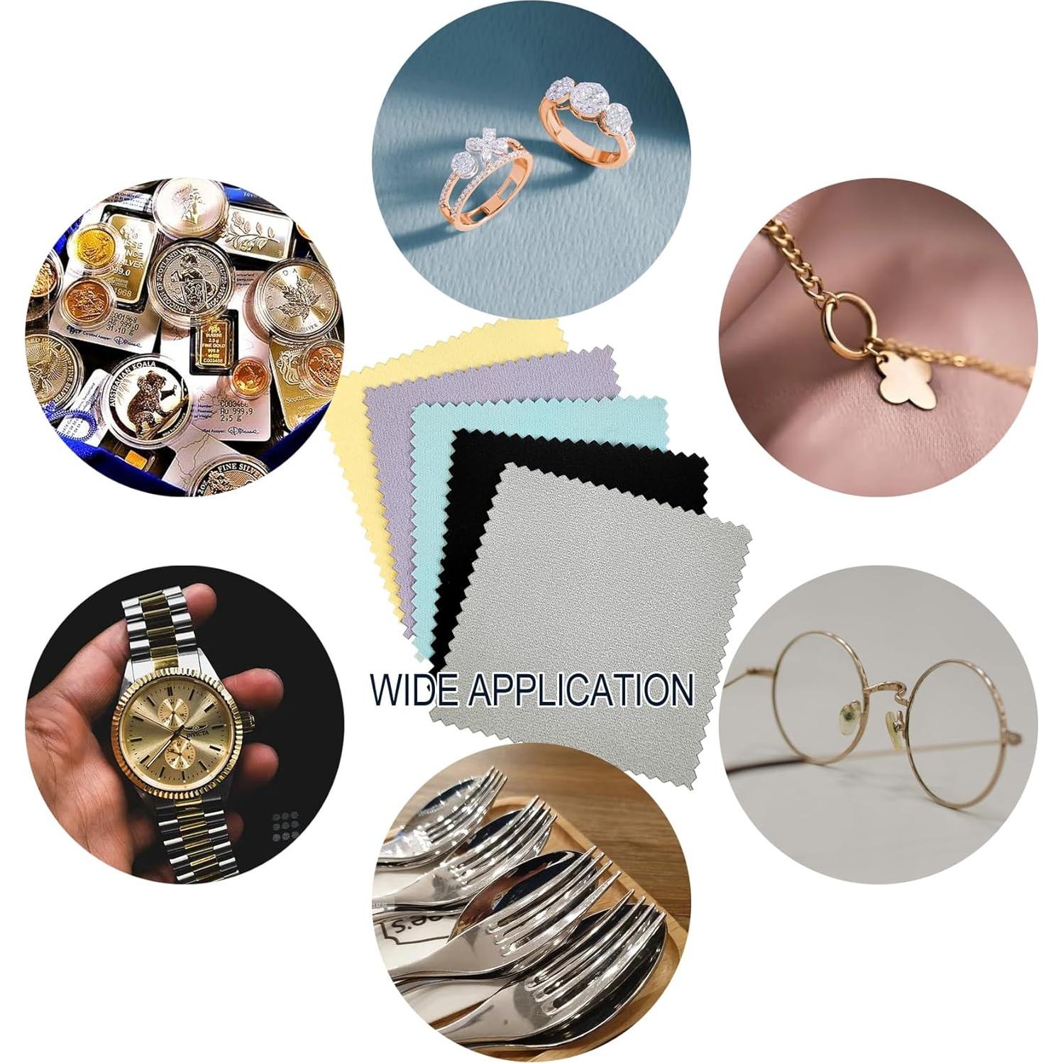 10 Paños de Limpieza de Joyería Microfibra Premium 8x8cm