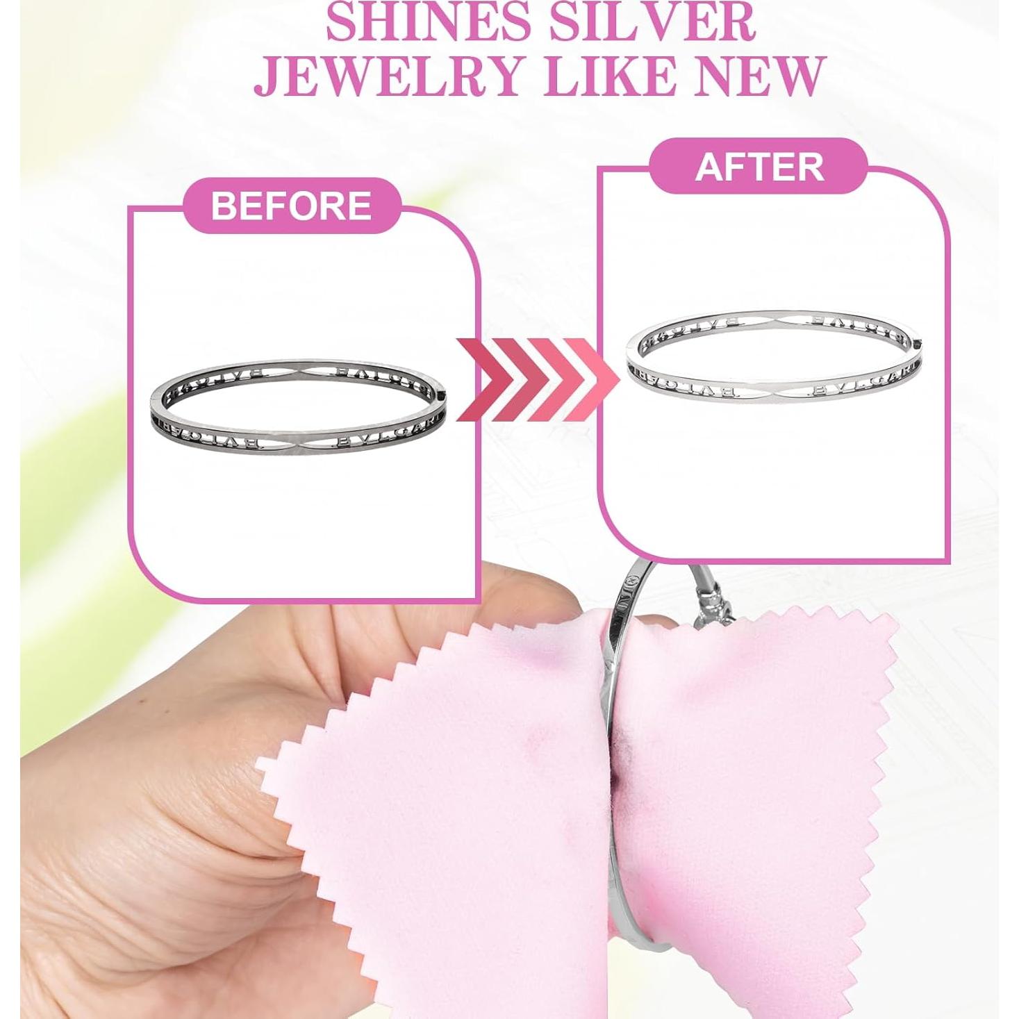 Paño Limpiador de Joyería de Plata WEGOUP Rosa 100 Unidades