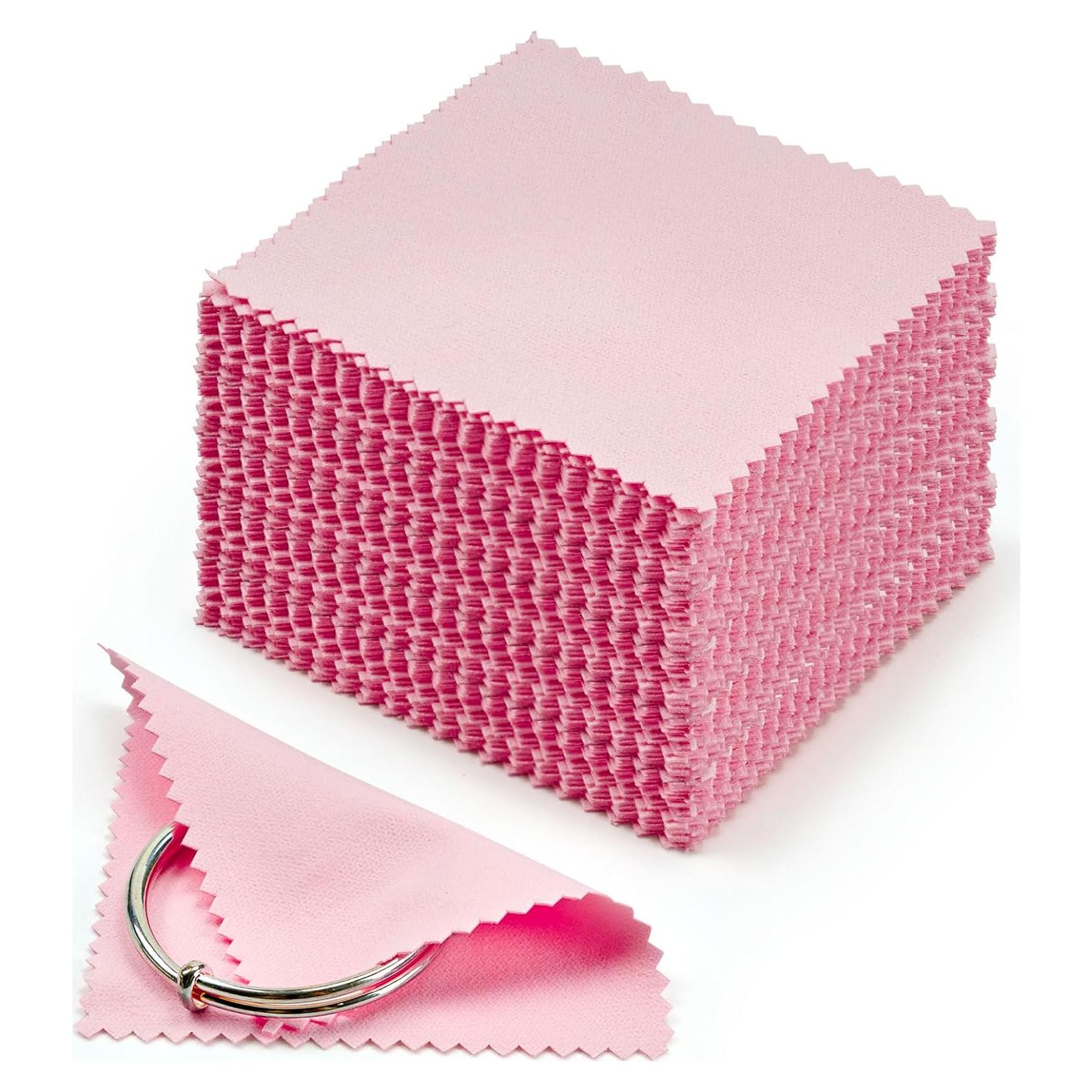 Paños de limpieza de joyería PLJ - 60 unidades microfibra rosa