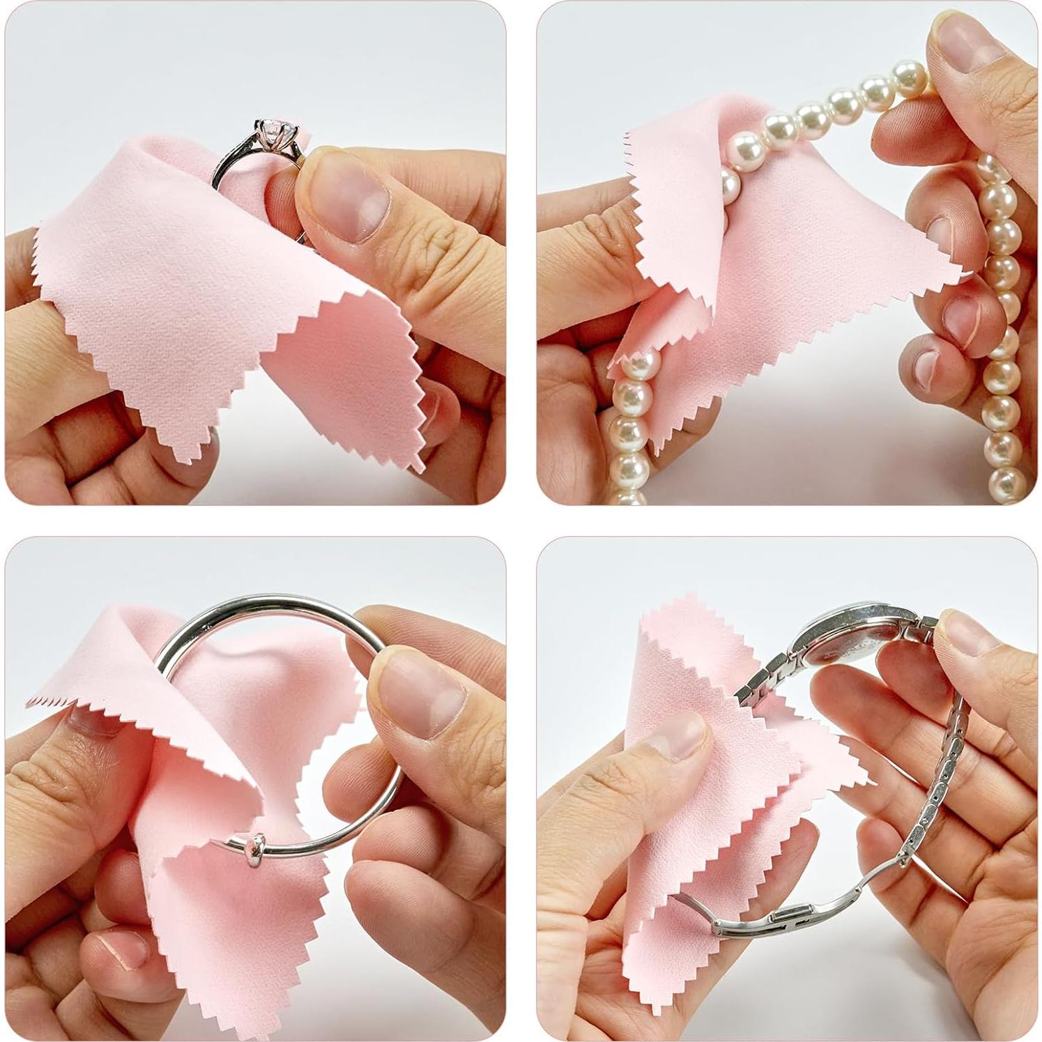 Paños de limpieza de joyería PLJ - 60 unidades microfibra rosa