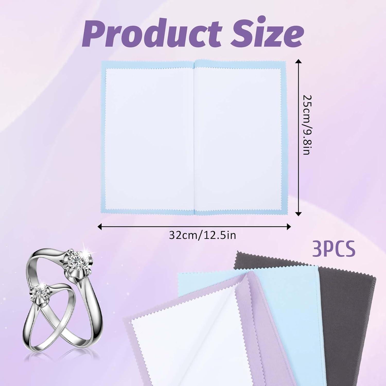 Paño de limpieza de joyas FdcZeyxior 3 PCS Microfibra 32.5x25.4 cm