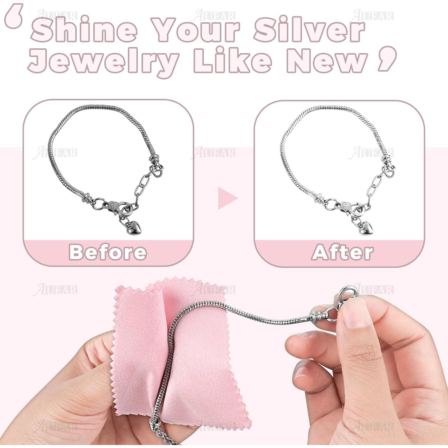 Paquete de 100 Paños de Limpieza AUEAR 8x8cm para Joyas